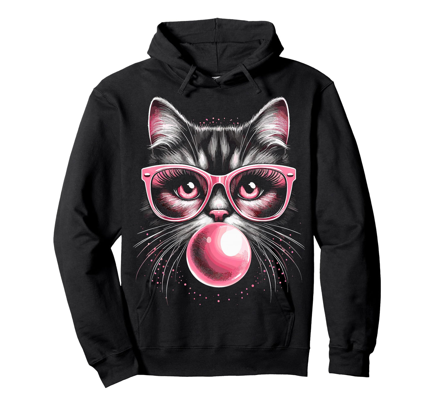 Cute Cat with Glasses and Bubblegum T-Shirt
