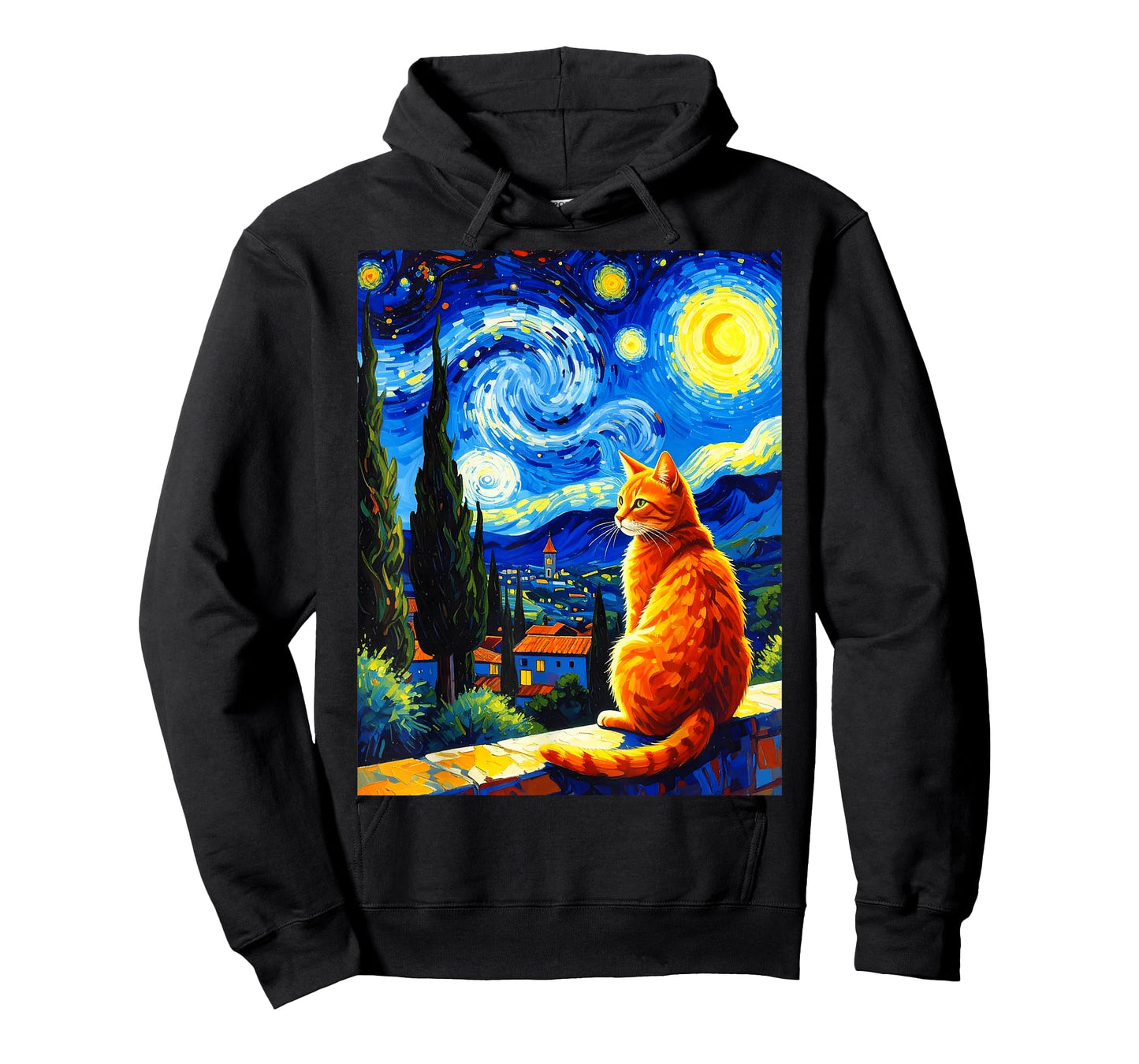 Van Gogh Starry Night Cat,Cat Mom, Cat Dad T-Shirt