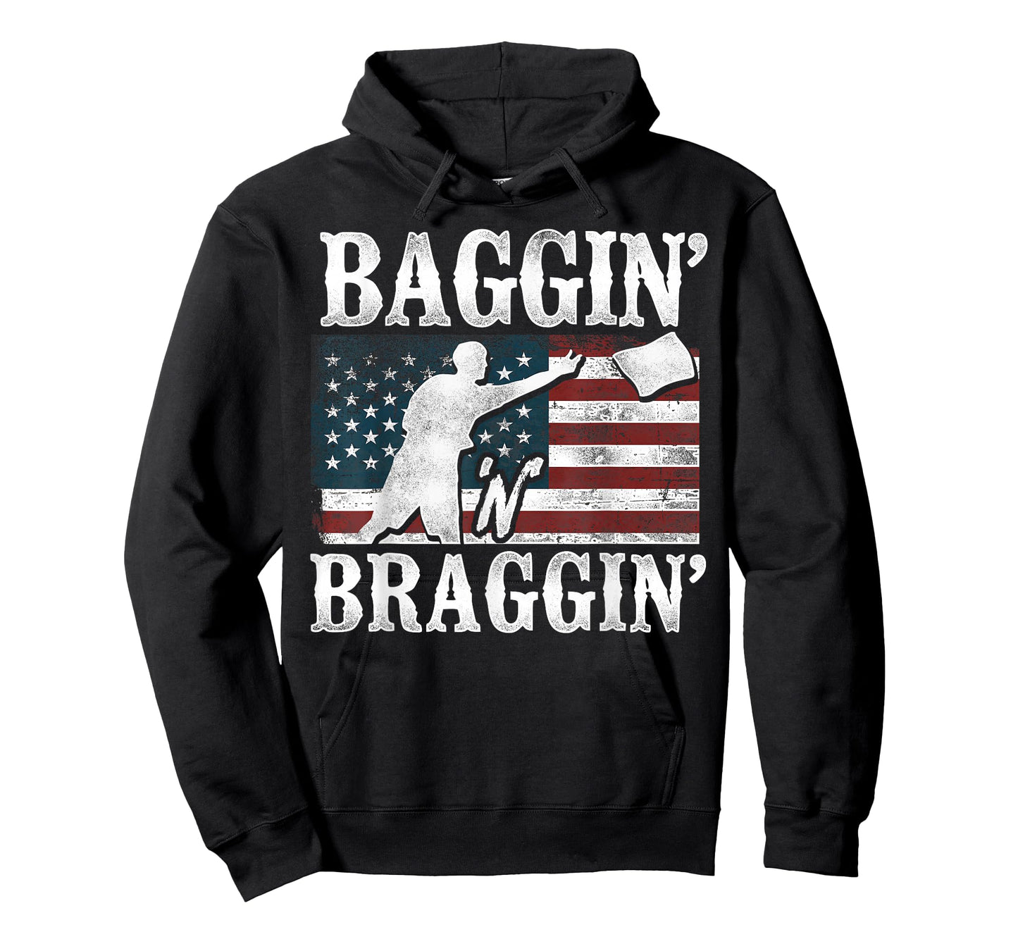 Cornhole Team Bean Bag Player Champ American Flag Baggin' T-Shirt