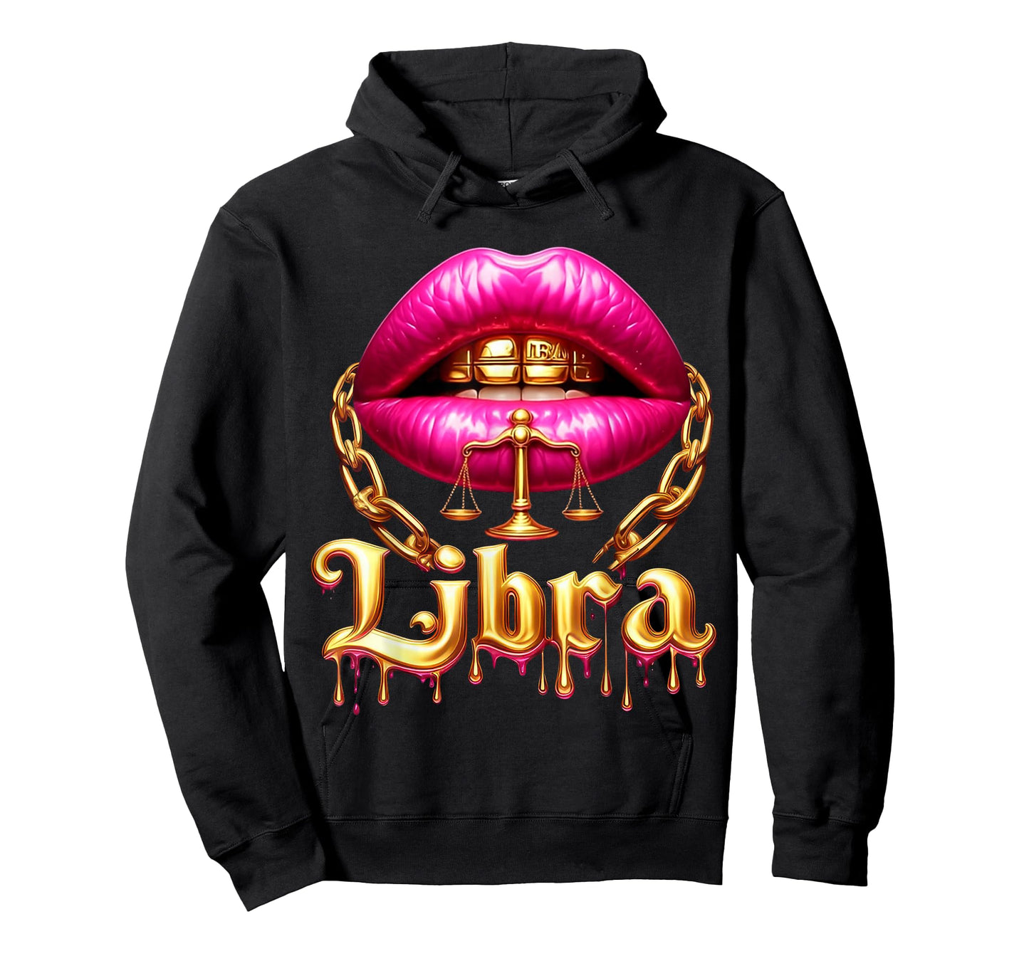 Libra Queens Birthday Pink Lips Afro Girls Libra Zodiac Sign T-Shirt