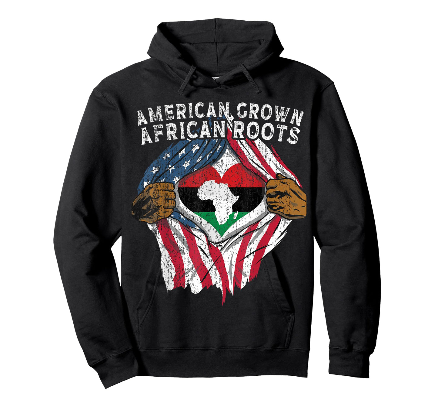 American Grown African Roots USA African Flag Patriotic T-Shirt
