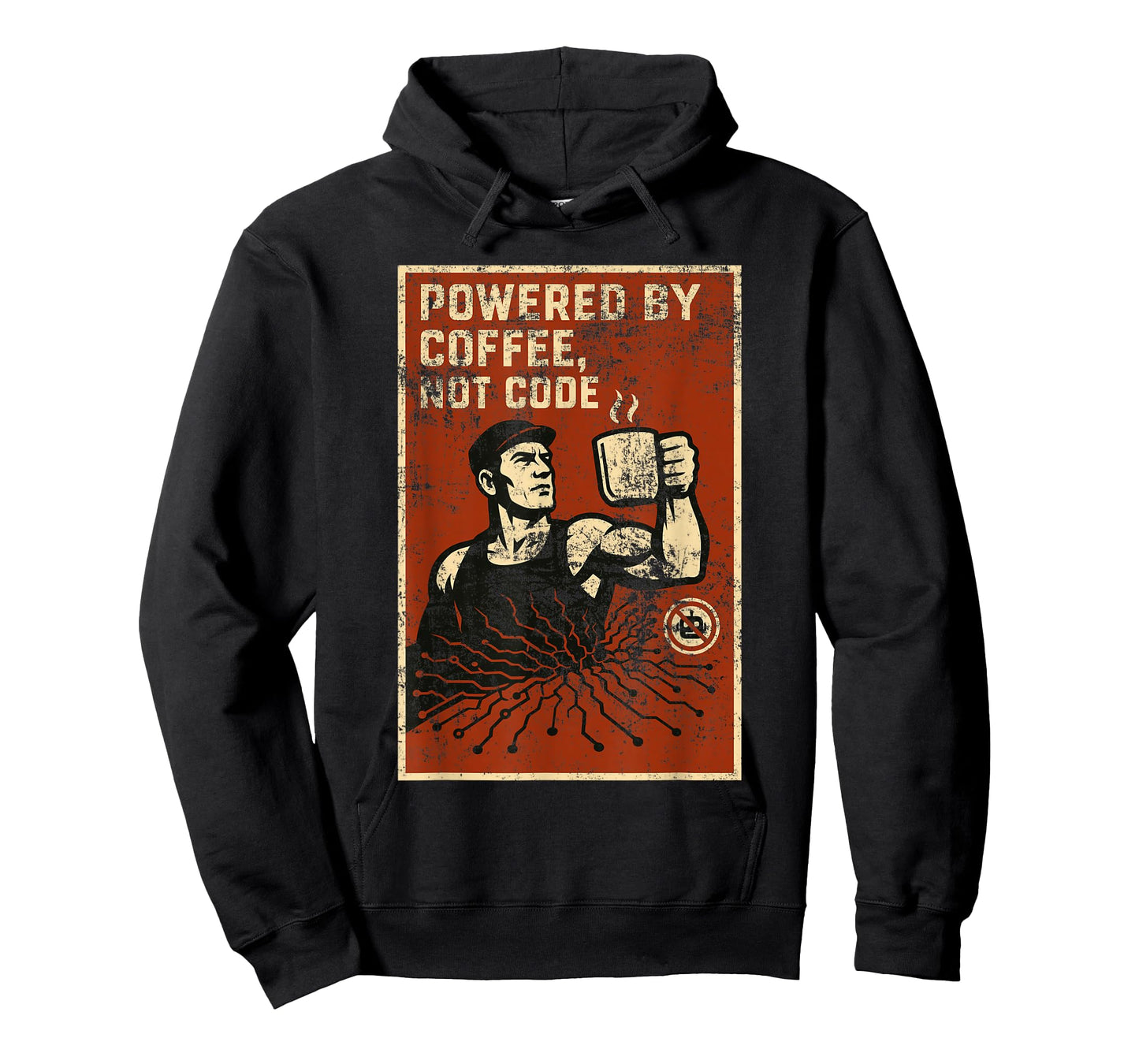 Clanker Free Powered by Coffee Not Code Retro Art T-Shirt