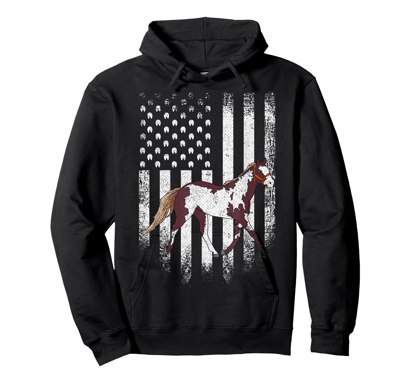 Vintage USA American Flag American Paint Horse Riding Funny T-Shirt for Women Kids Men