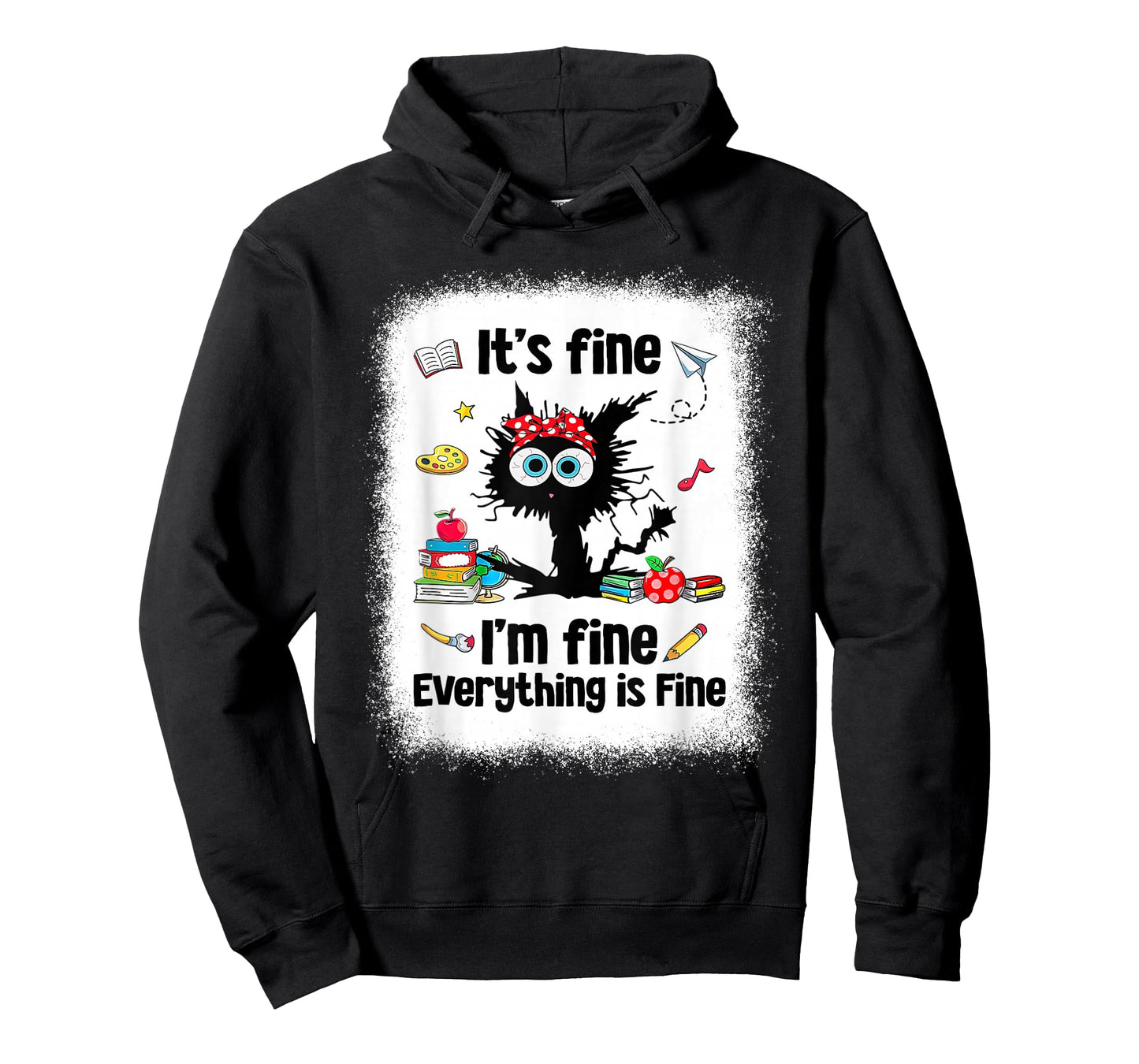 Black Cat It's Fine I'm Fine Everything is Fine Teacher Life T-Shirt