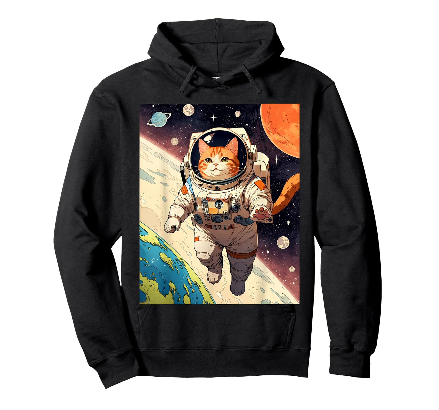 Astronaut Cat - Funny Space Cat Japanese Retro Kawaii Cute T-Shirt