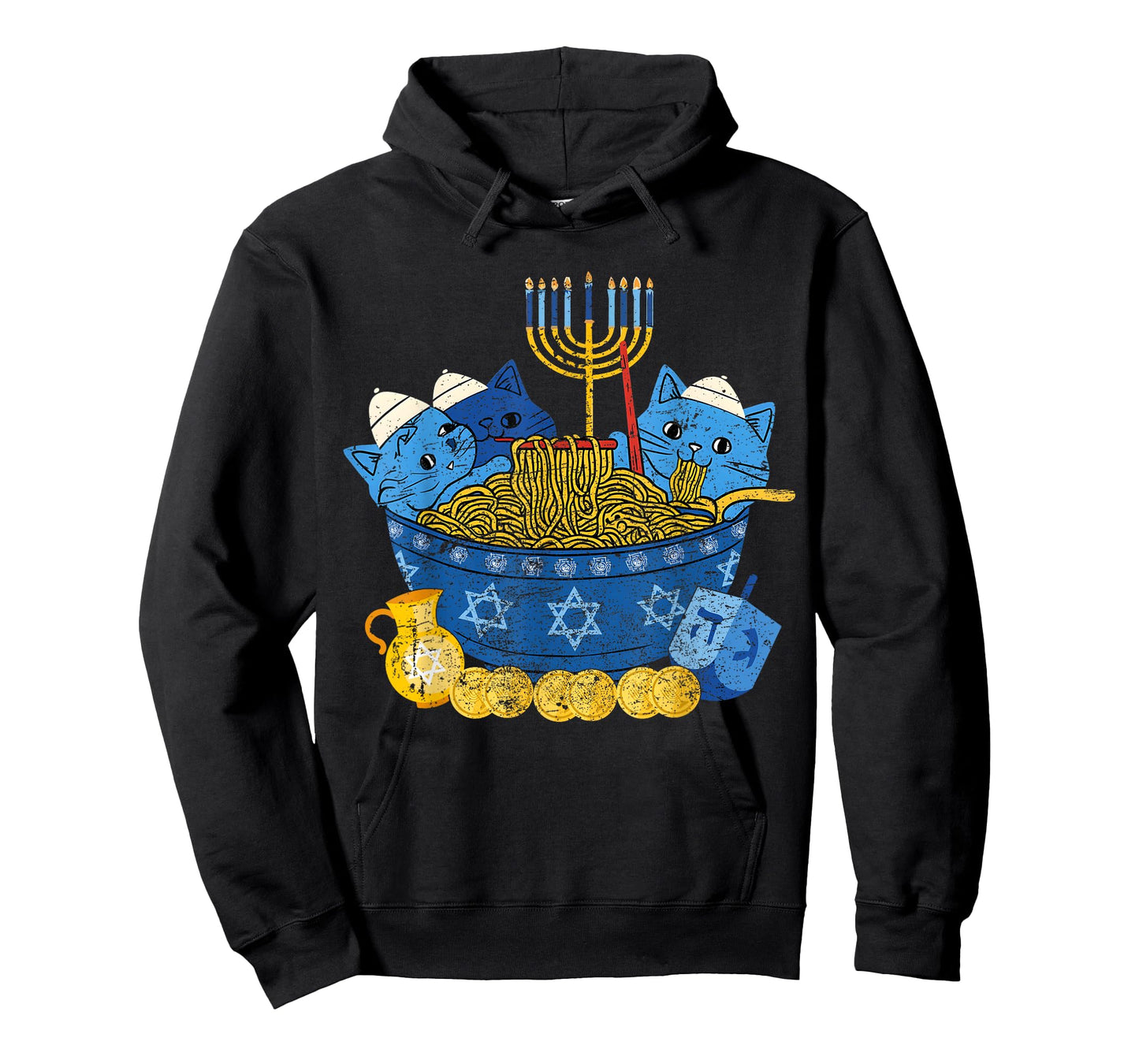 Jewish Cats Ramen Kitten Anime Hanukkah Pajamas Chanukah T-Shirt