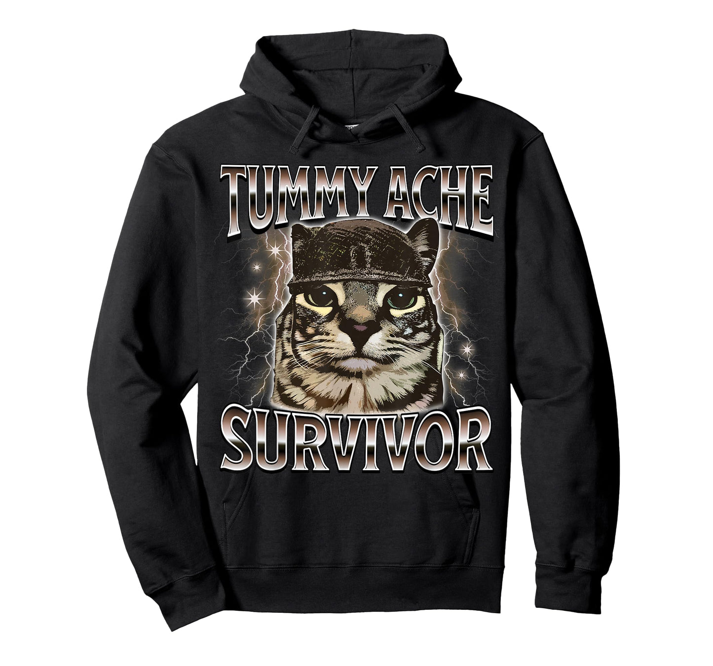 Tummy Ache Survivor Cat Meme Funny Saying Cats Animals T-Shirt