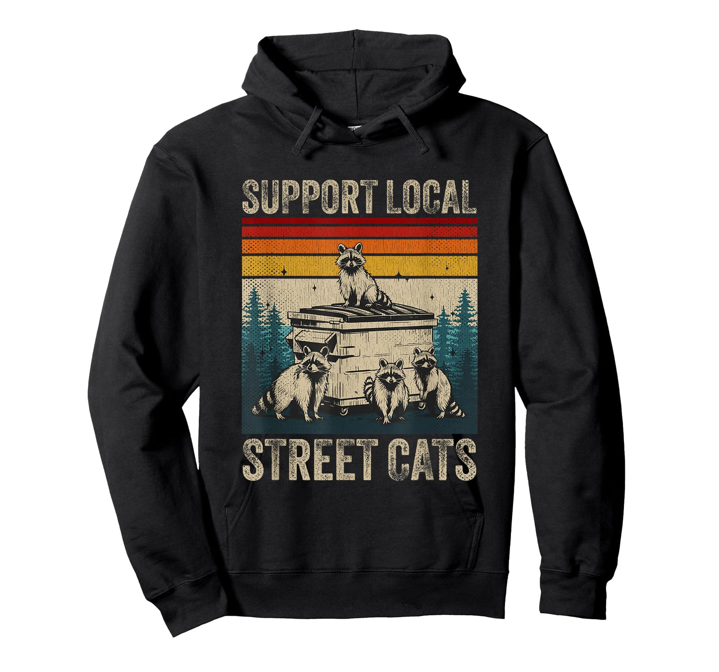 Support Local Street Cats Garbage Gang Retro Raccoon T-Shirt