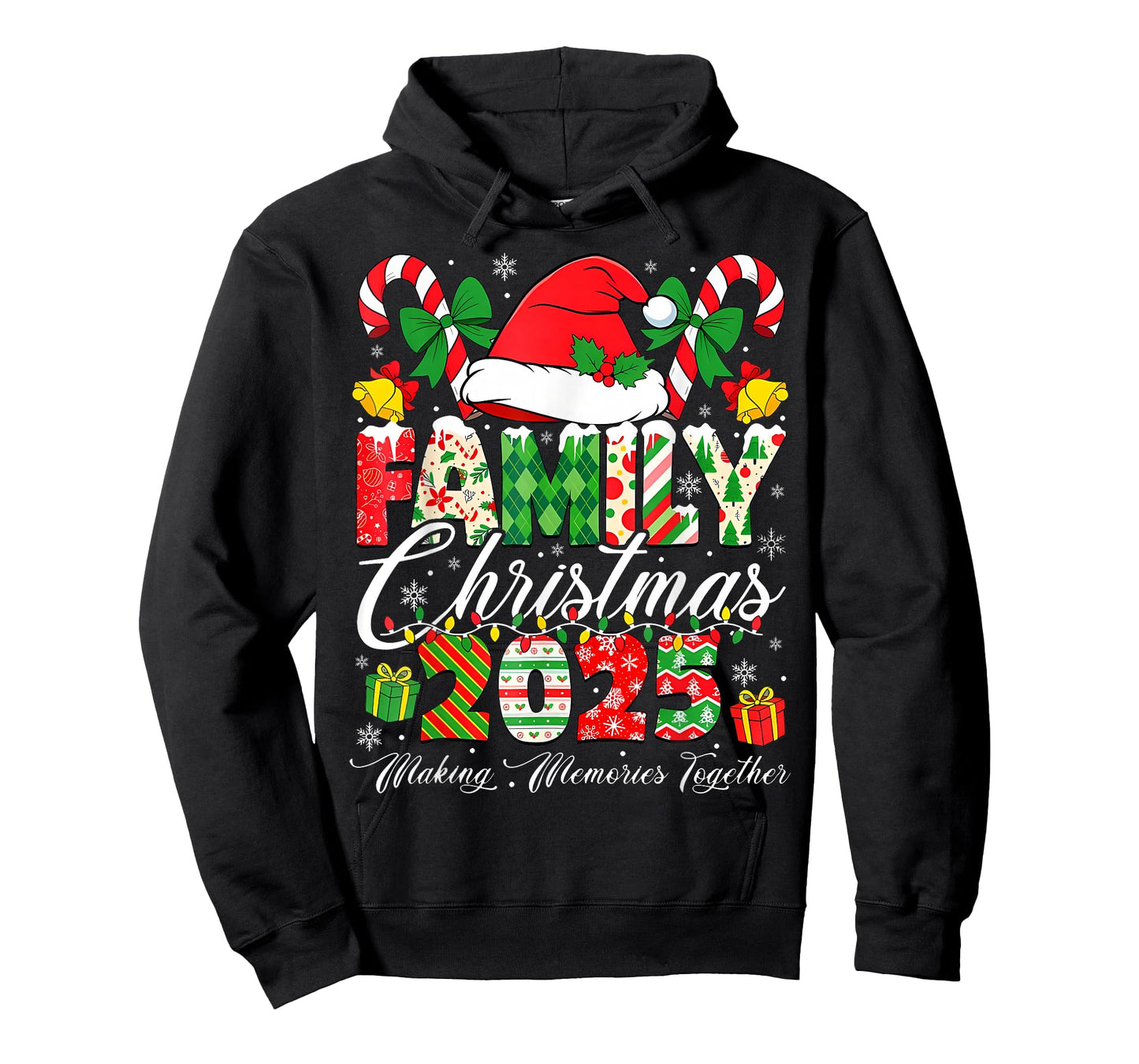 Merry Christmas Lights Red Santa Hat Xmas Family Men Women T-Shirt