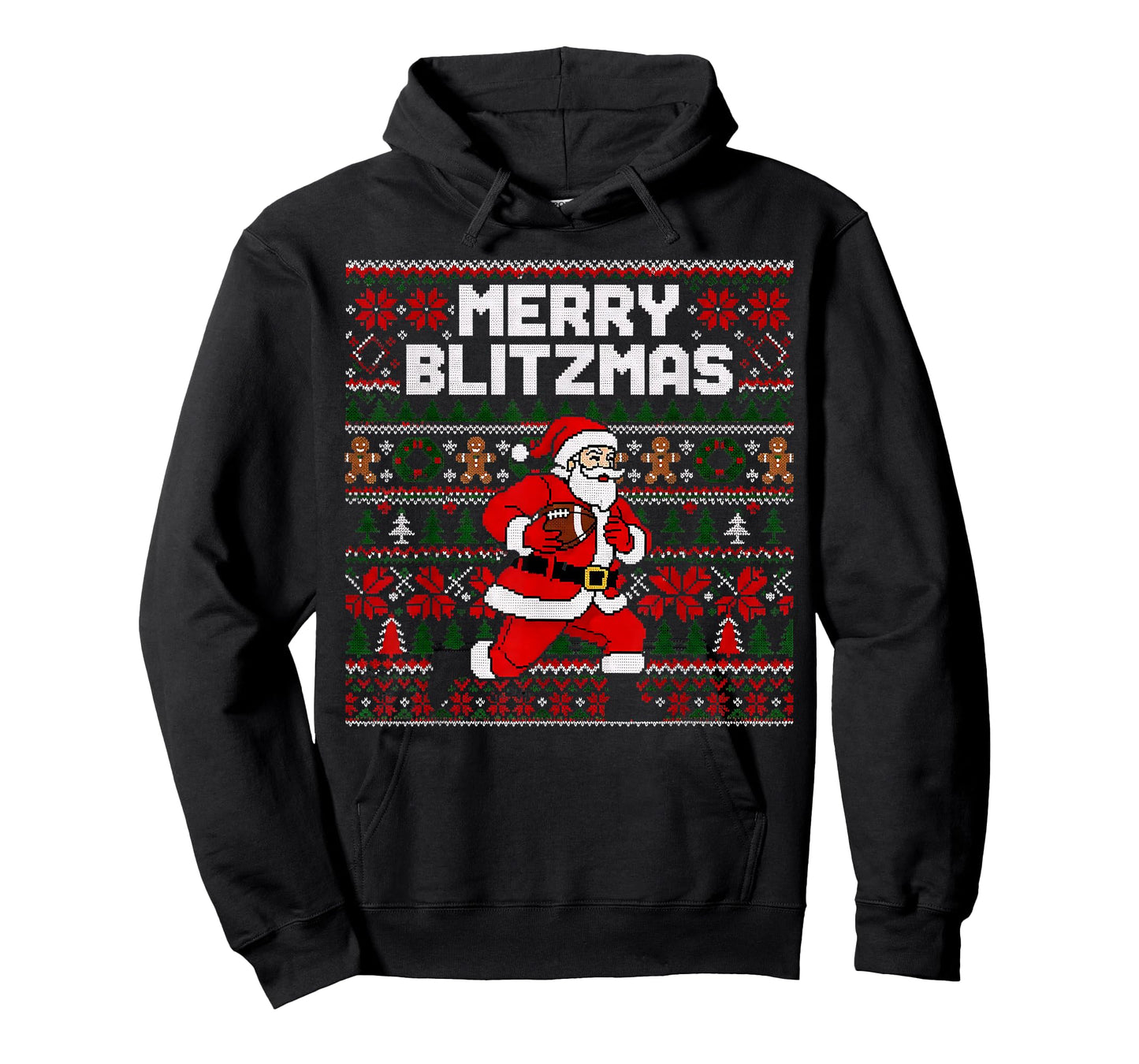 Christmas Merry Blitzmas Santa Football Ugly Sweater Style T-Shirt