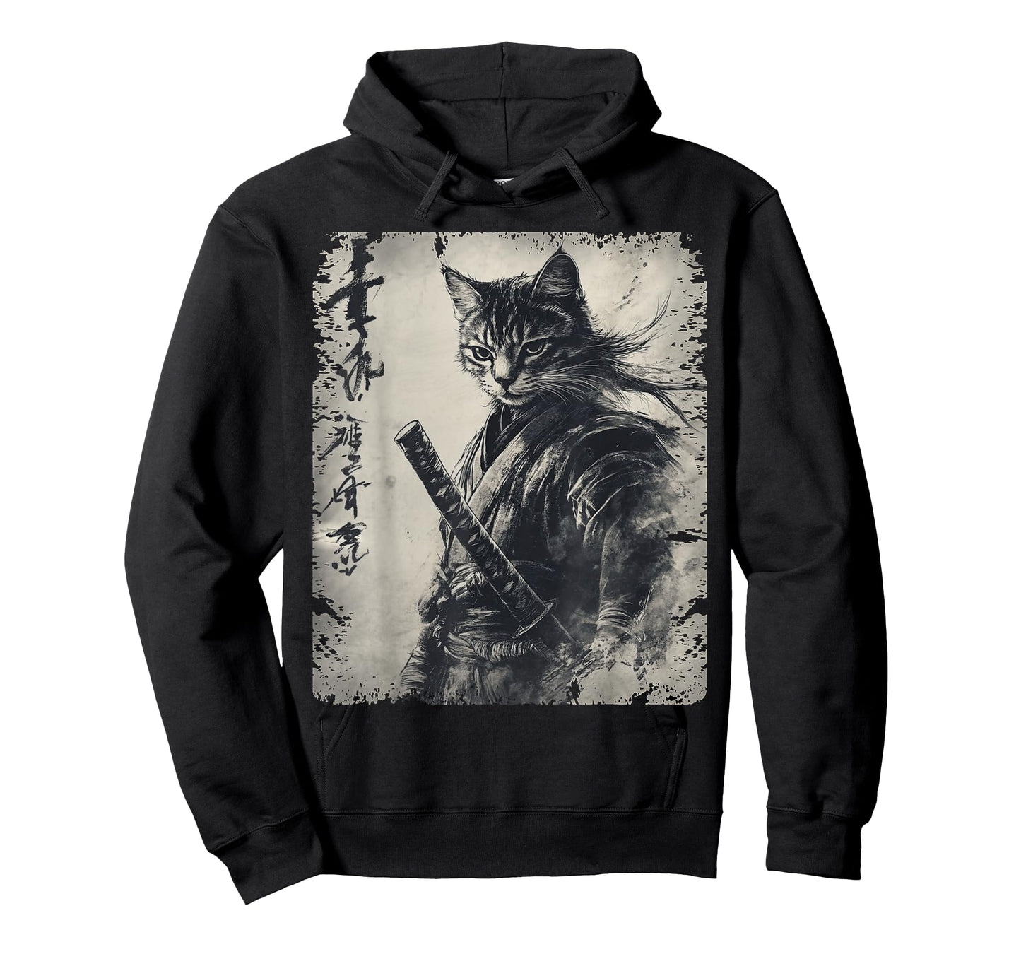 Samurai Cat Graphic Warrior Vintage Japanese Art Anime T-Shirt