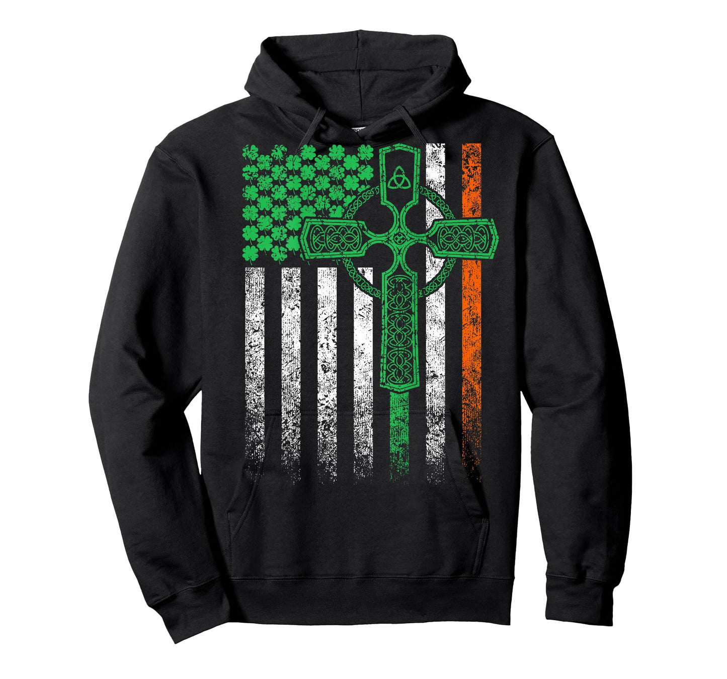 Celtic Cross Irish American Flag St. Patrick's Day on back T-Shirt