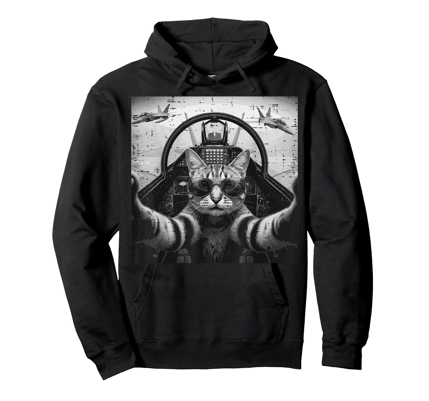 Cat Pilot Jet Fighter Selfie Funny Meme Men Women Boys Kids T-Shirt