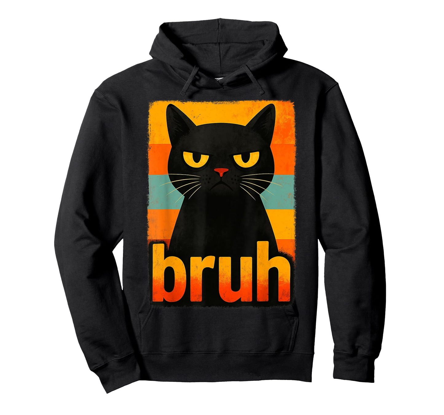 Funny Retro Bruh Black Cat Meme Graphic for Boys Girls T-Shirt