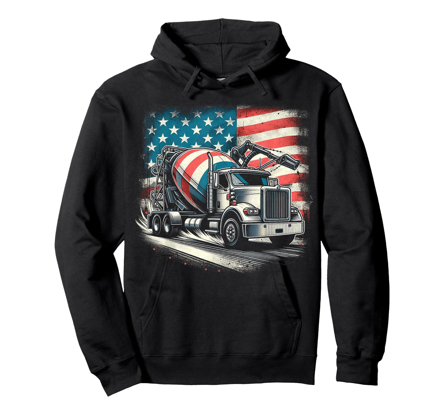 Cement Mixer Truck Construction America Flag T-Shirt