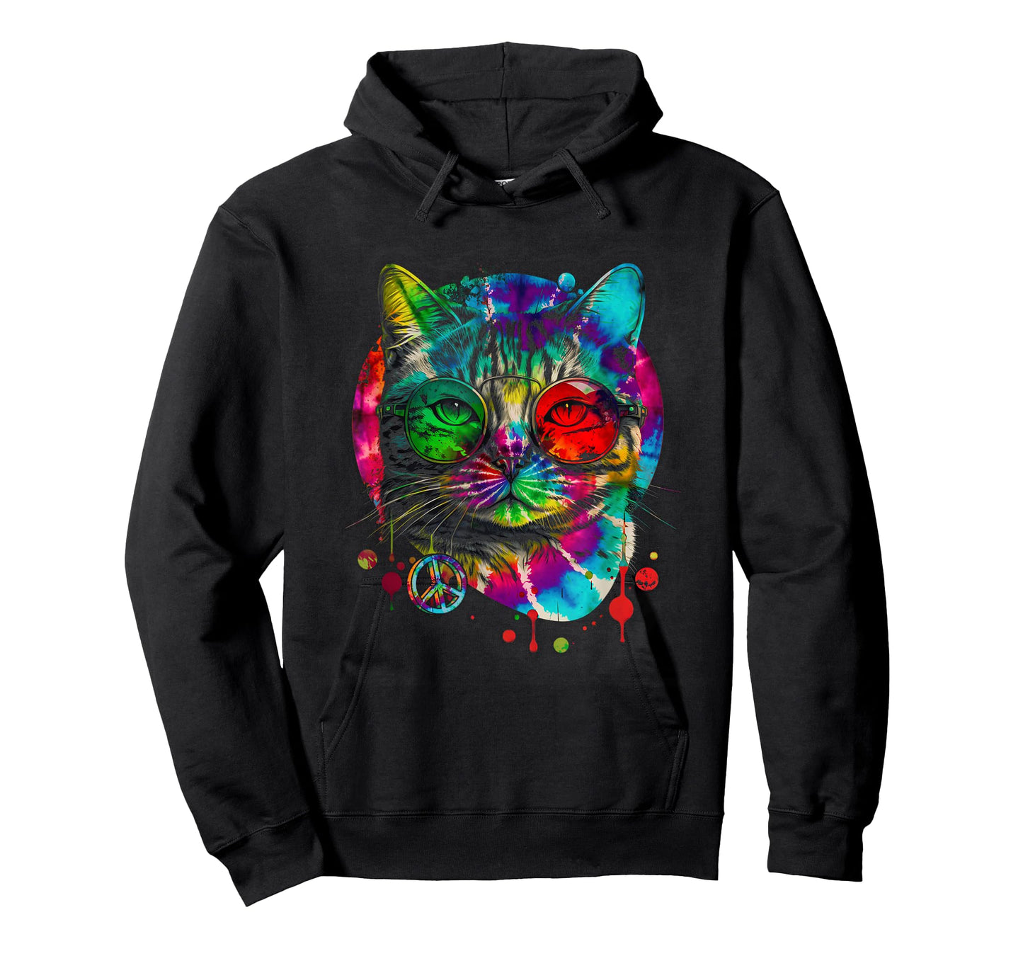 Hippie Cat Tie Dye Peace Sign 60s Psychedelic-Pet Cat Lovers T-Shirt