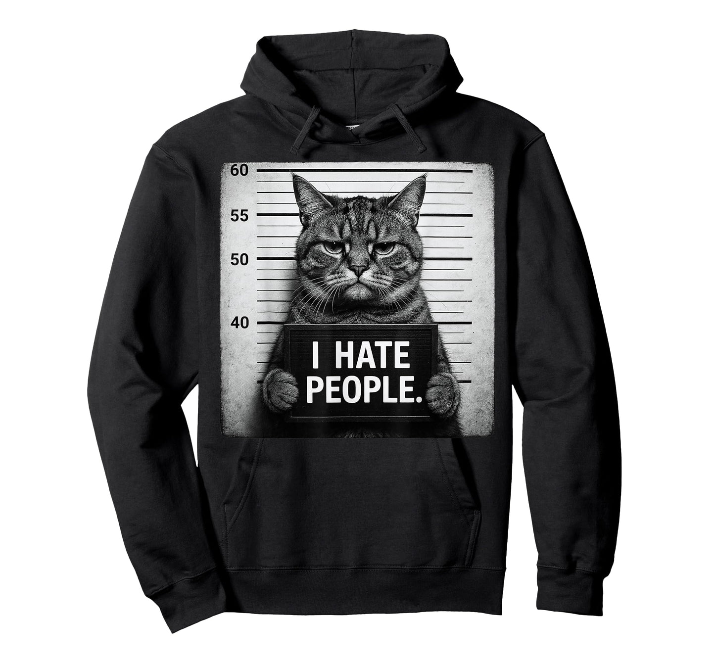 Funny Grumpy Tabby Moody Cat I Hate People T-Shirt