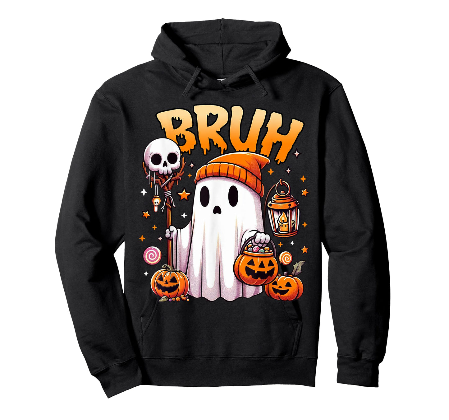 Bruh Ghost Halloween Cute Ghost Trick Or Treat Candy Kids T-Shirt