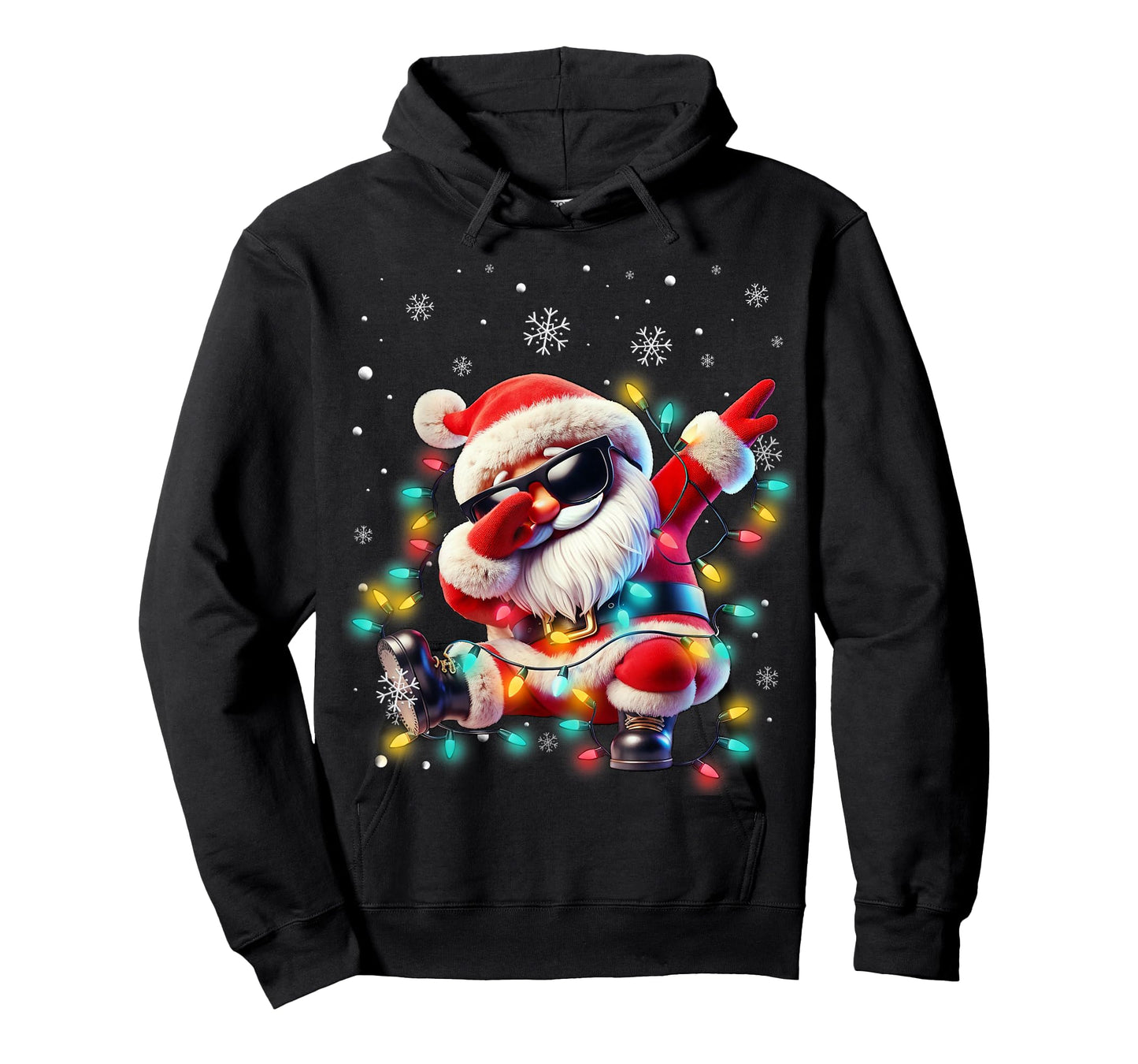Dabbing Santa Xmas Lights Boys Men Kids Funny Christmas T-Shirt