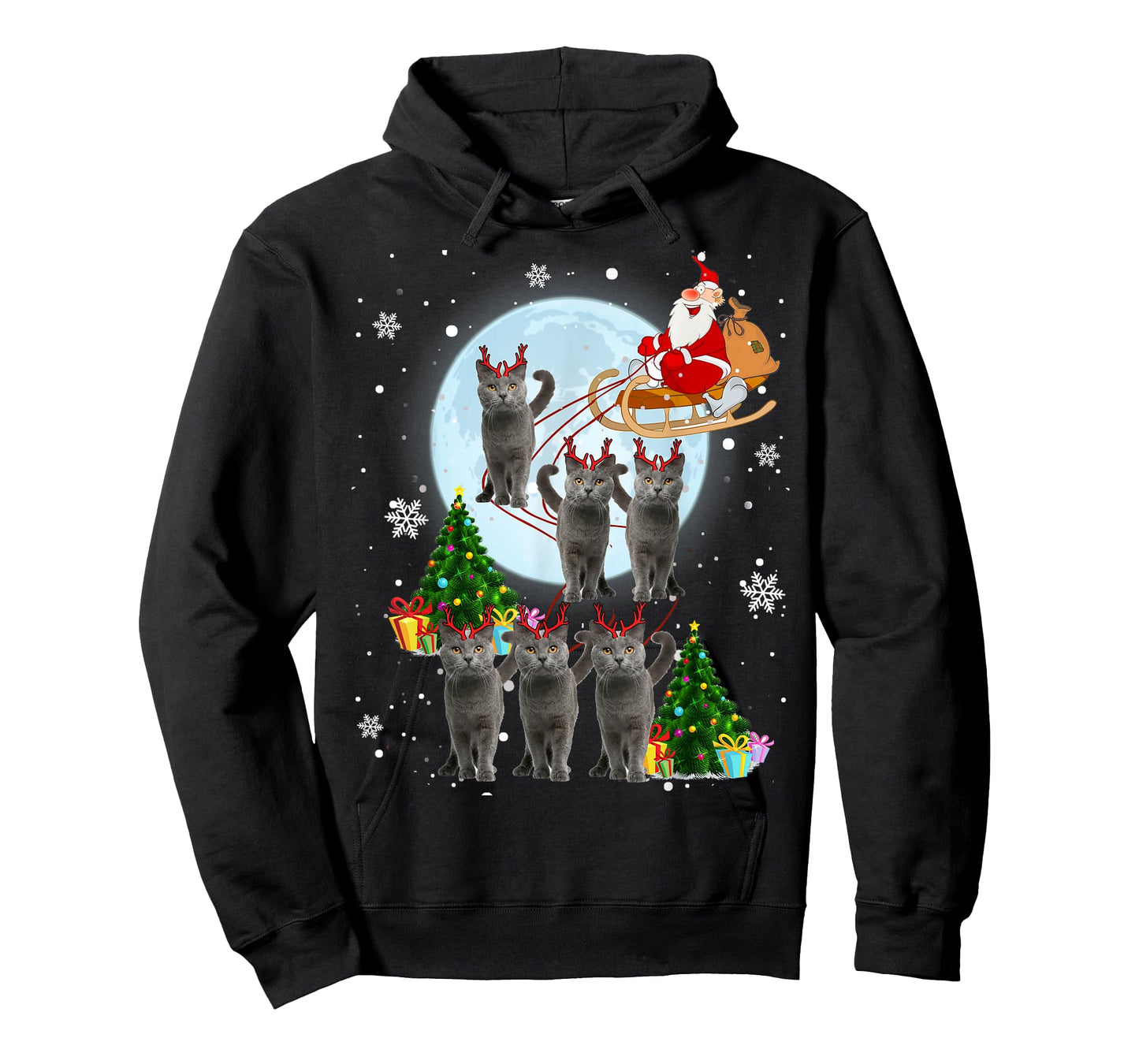 Russian Blue Reindeer Christmas Russian Blue Cat Lover Gifts T-Shirt