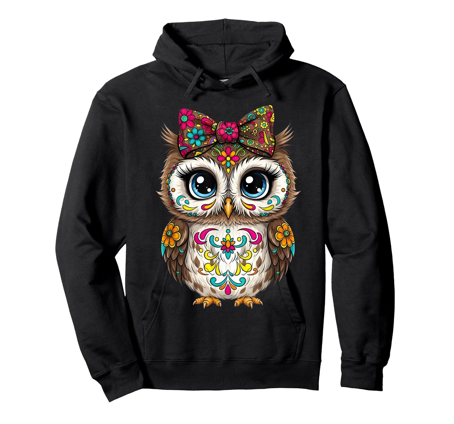 Cute Floral Owl Chibi Forest Folk Art Character Design T-Shirt