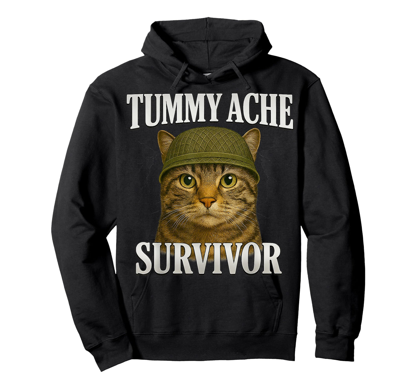 Tummy Ache Survivor Cat Meme Funny Kitten Gift Men Women Kid T-Shirt
