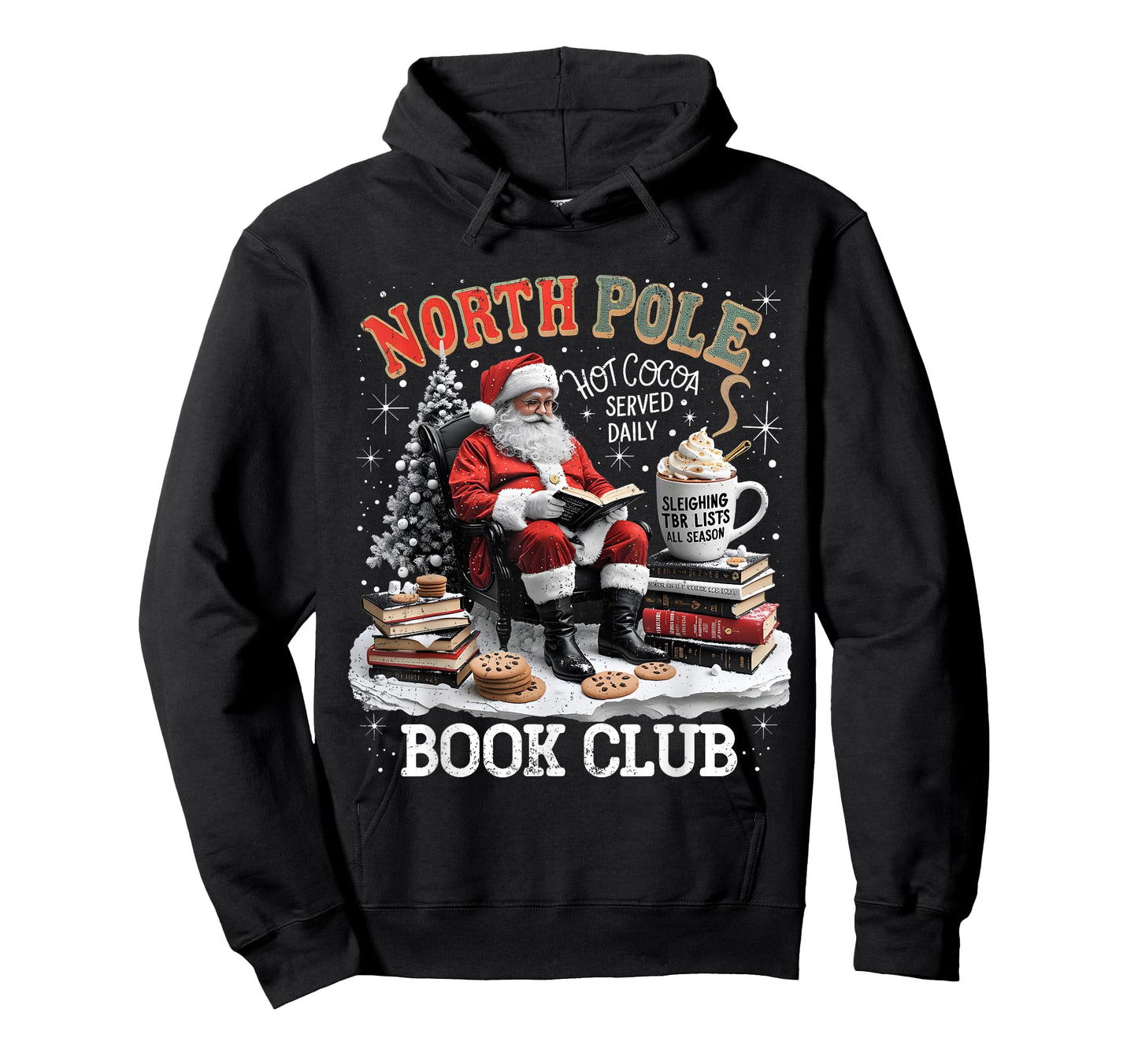 North Pole Book Club Santa Reading Christmas T-Shirt