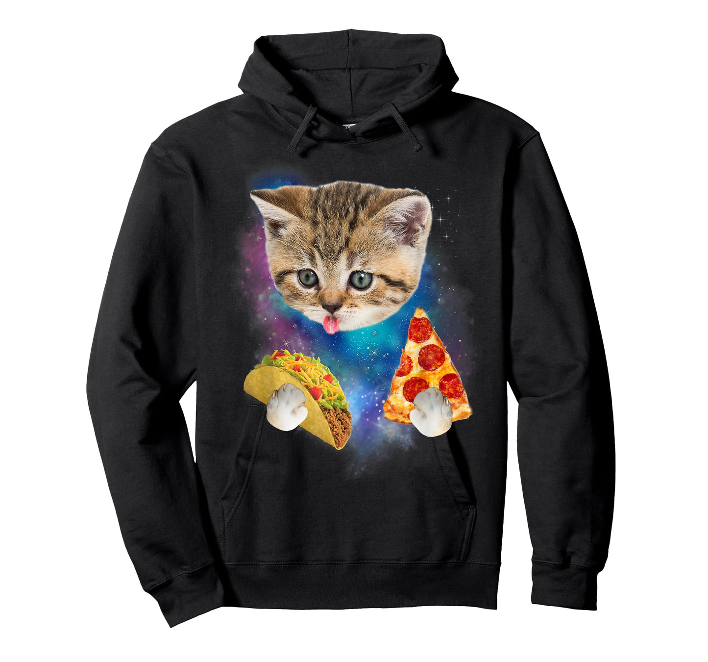 Funny Galaxy Cat Shirt | Space Cat Eat Pizza and Taco Shirt