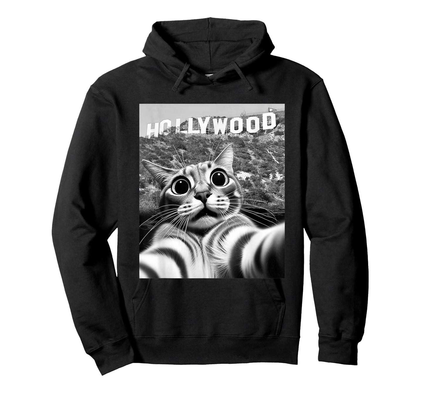 California Cat Taking Selfie at Hollywood Sign Cat Selfie T-Shirt