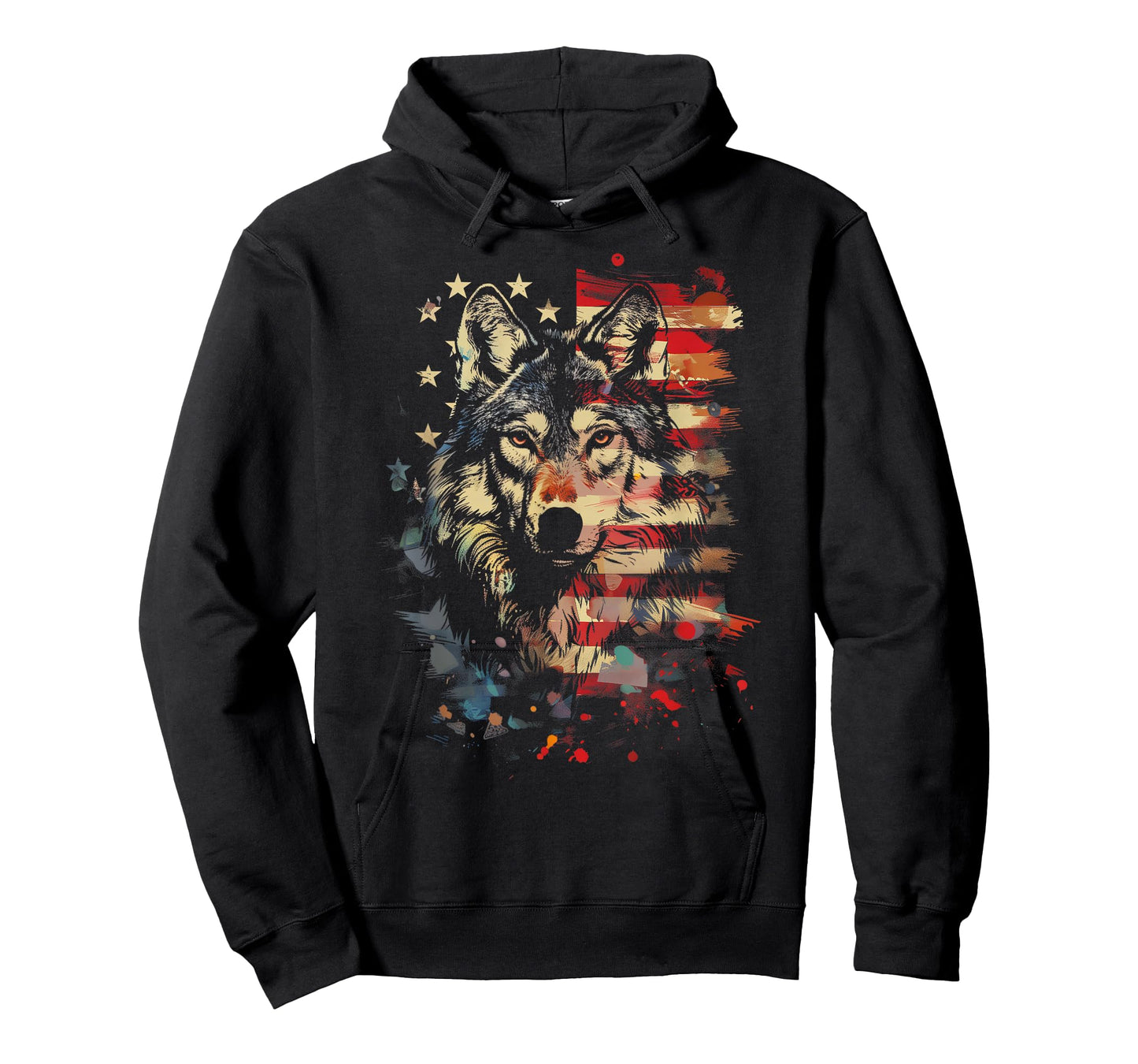 Patriotic Wolf American Flag USA Wolf Lover Vintage T-Shirt