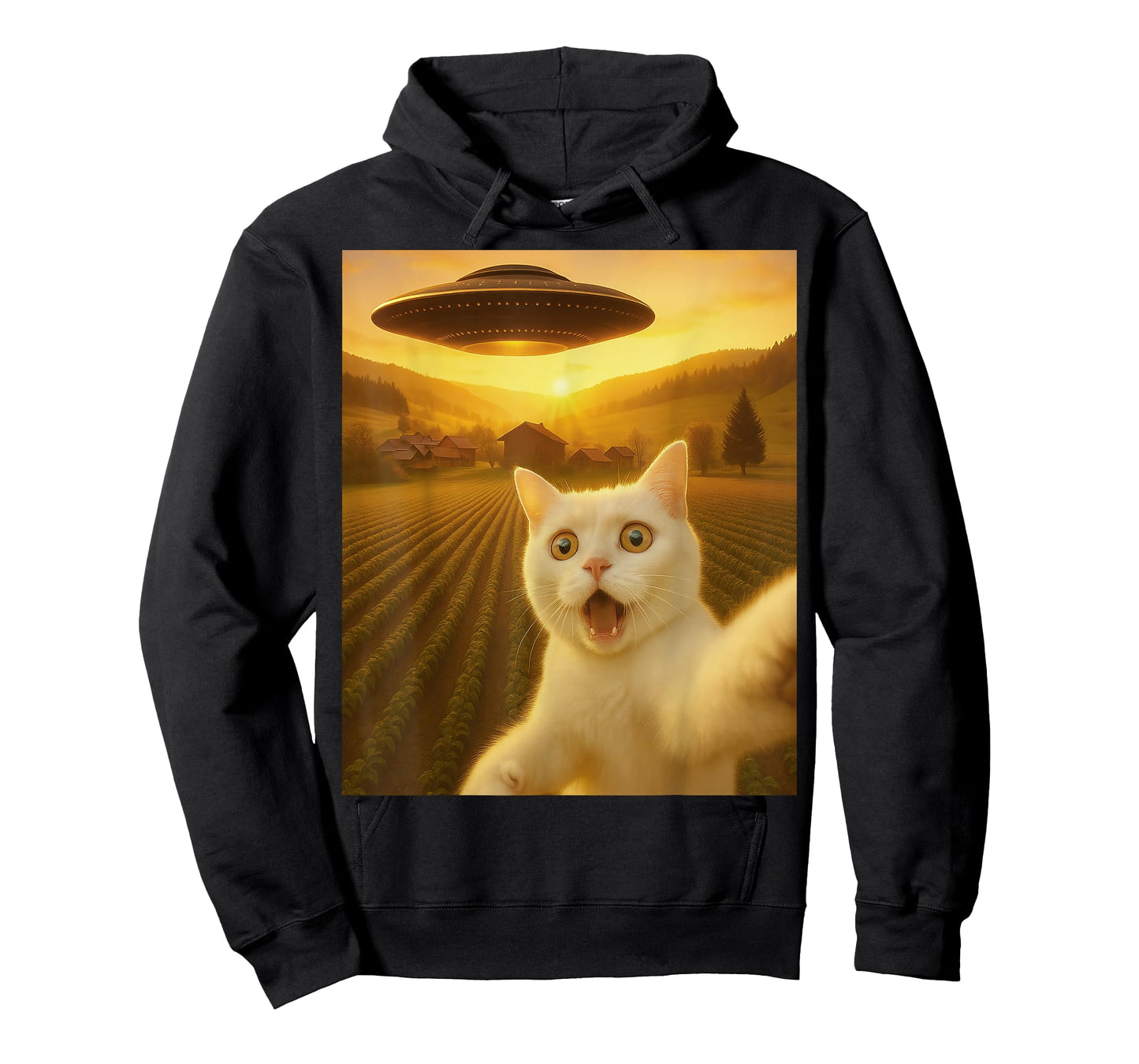 Cat Selfie with Alien UFO Funny Cats Gifts for Men Women Kid T-Shirt