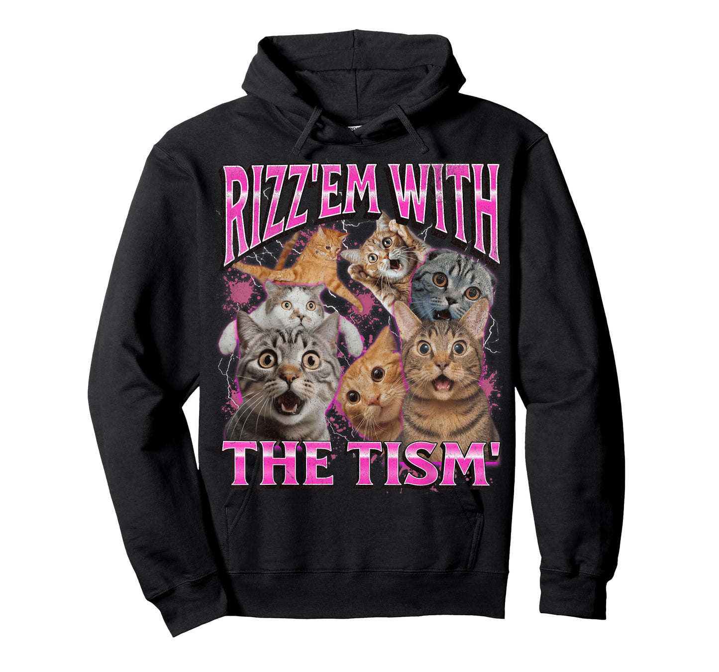 Rizz Em' With The Tism' Funny Cat Meme Bootleg Graphic 90s Men Women T-Shirt