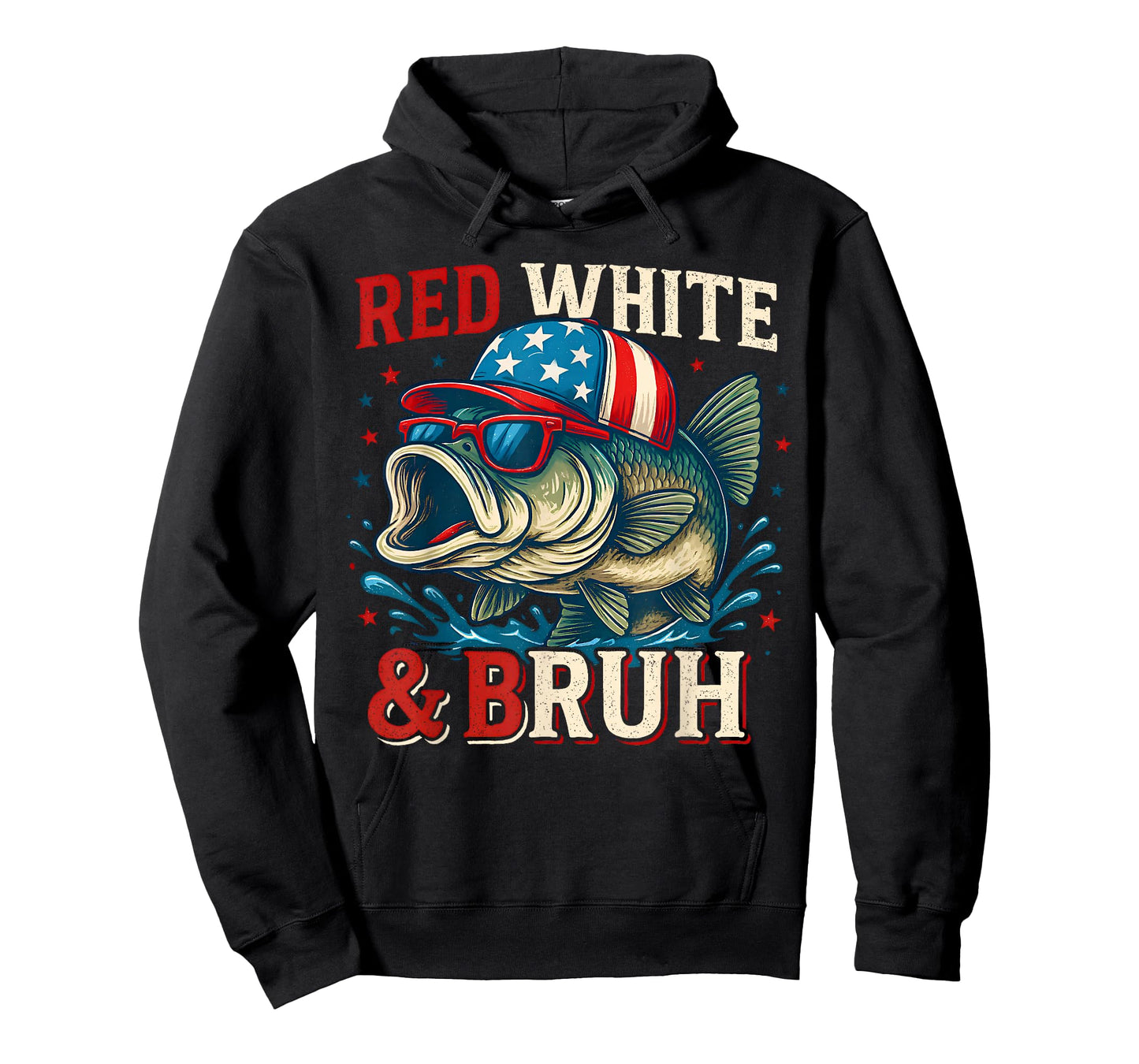 Patriotic Red White & Bruh America Fish Fishing 4th of July T-Shirt