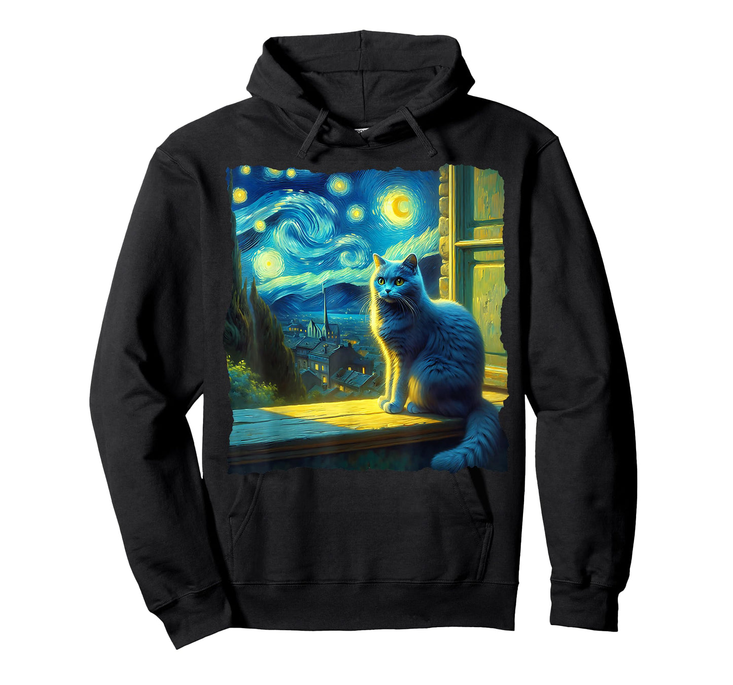 Cat Russian Blue Starry Night Russian Blue T-Shirt