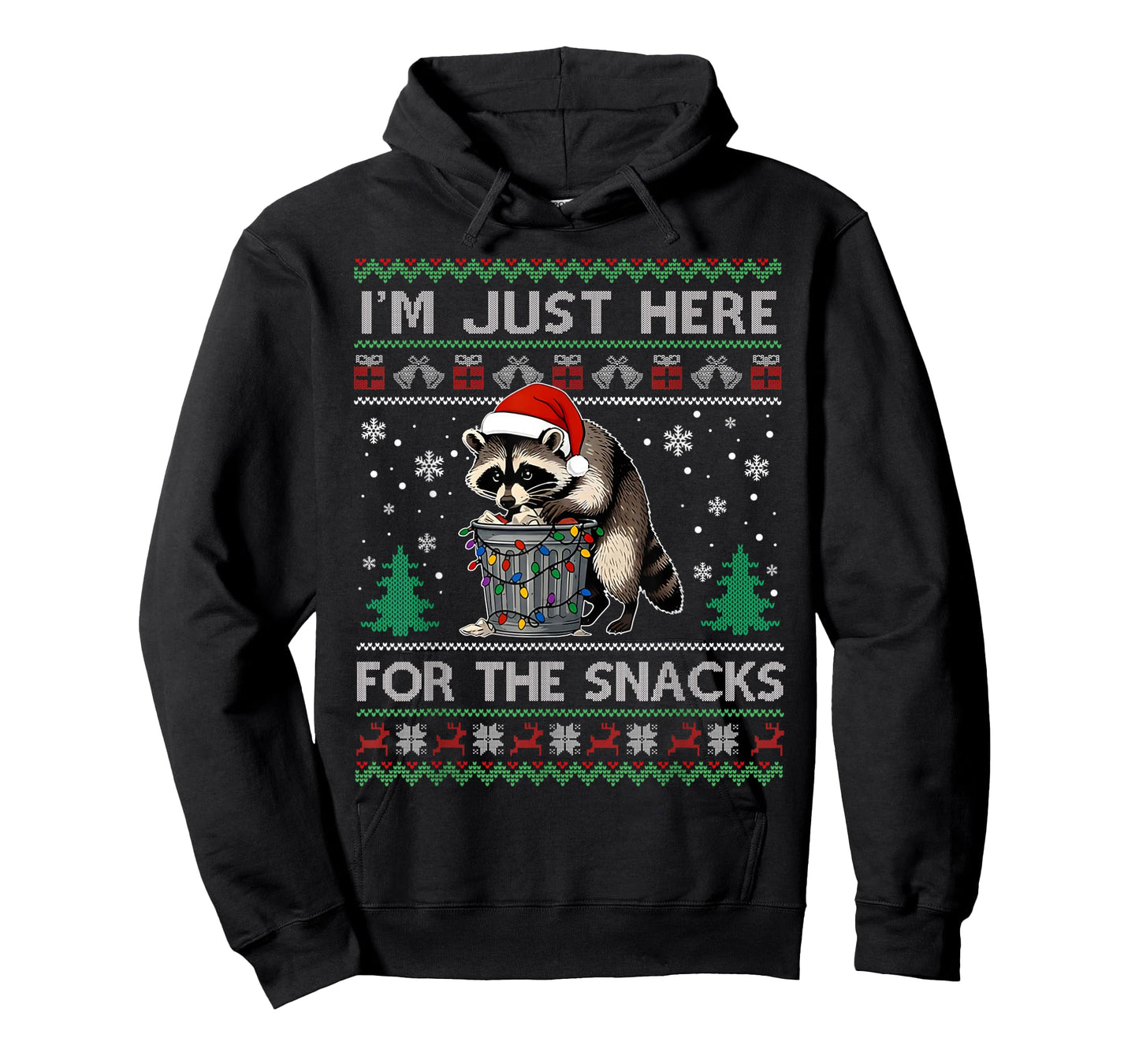 Funny Raccoon Christmas Meme I'm Just Here for The Snacks T-Shirt