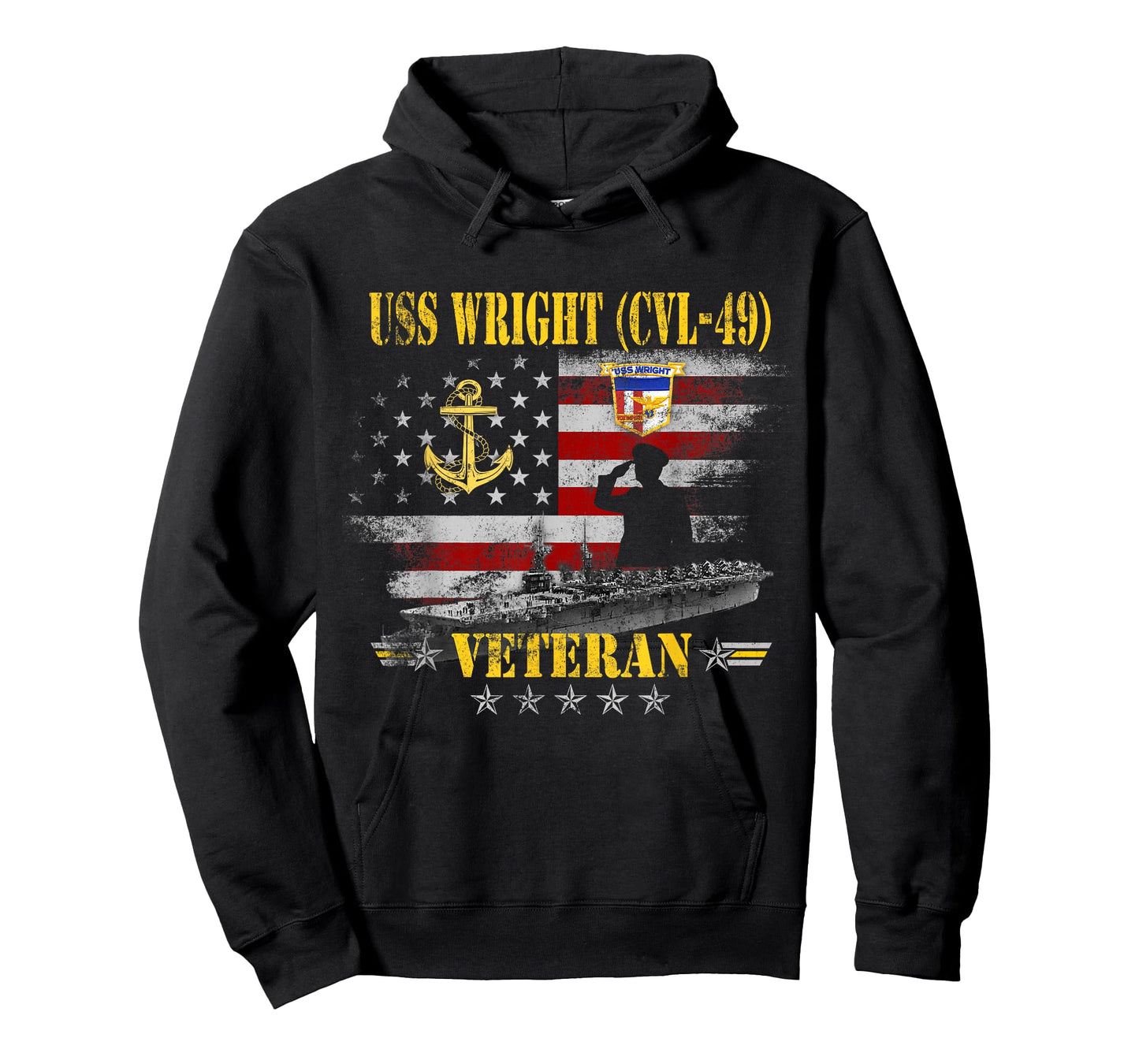 USS Wright CVL-49 Aircraft Carrier Vintage Veteran Proud T-Shirt