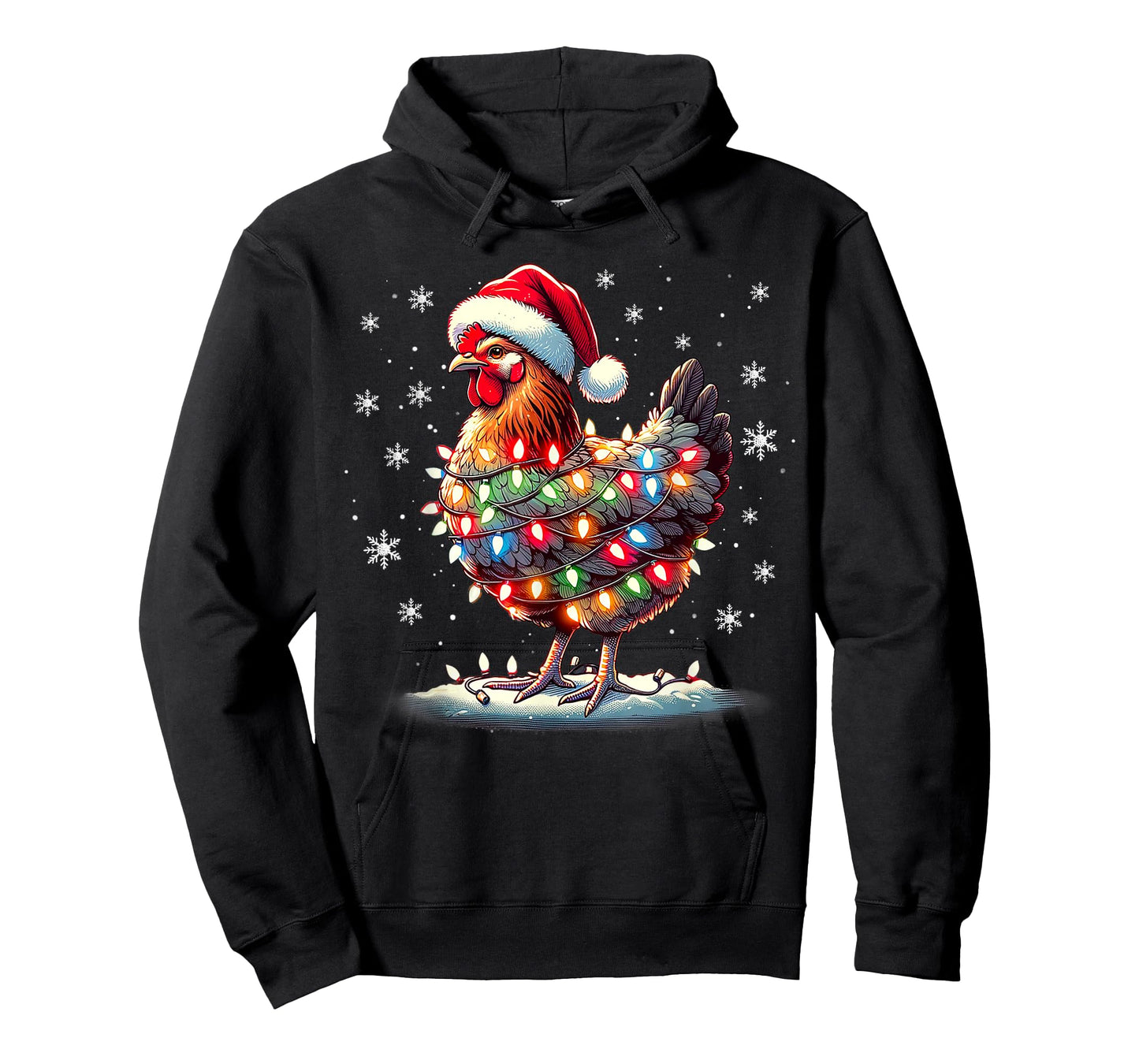 Chicken Santa Christmas Light Funny Xmas Chicken Pajamas T-Shirt