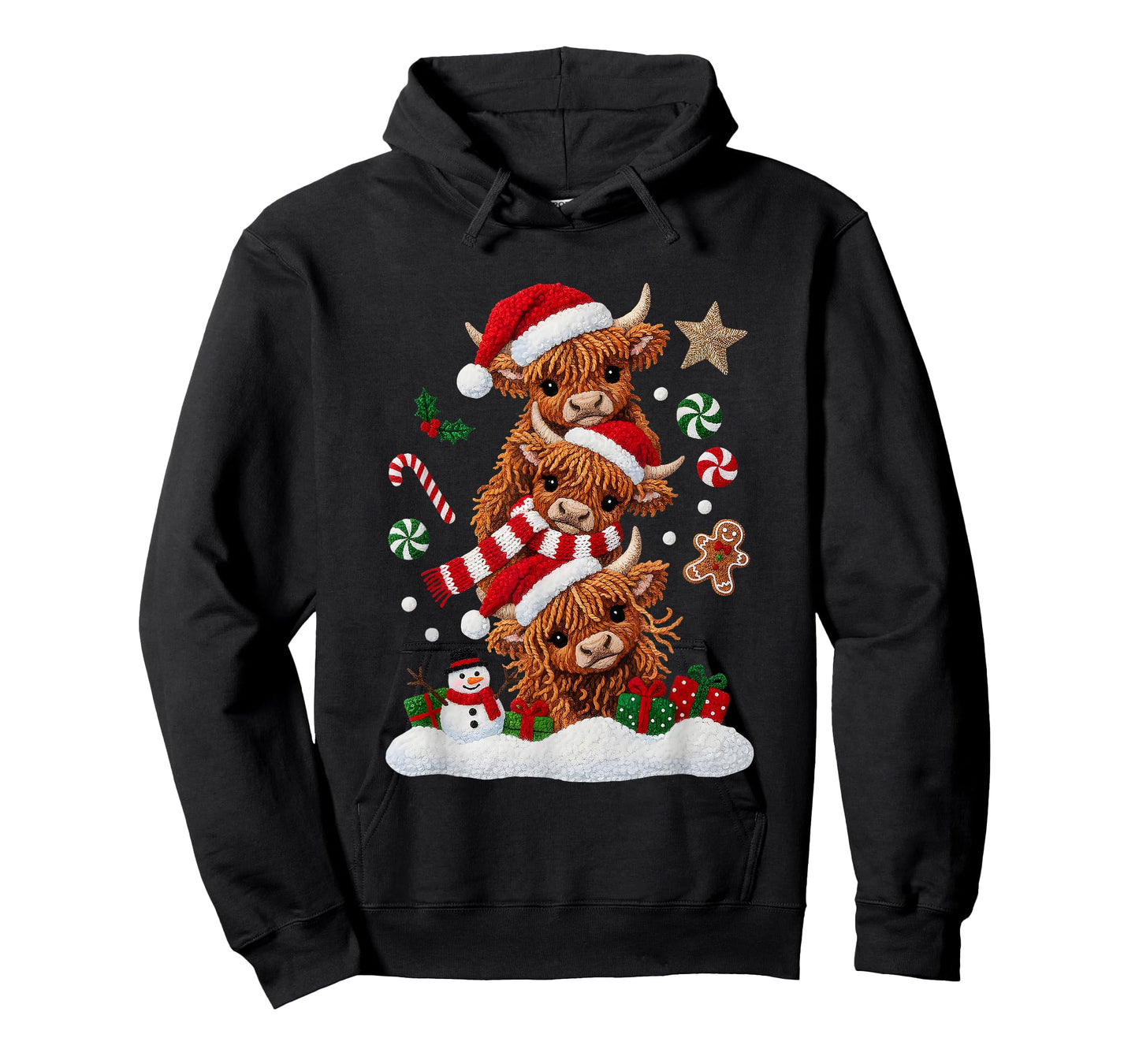 Cute Merry Christmas Highland Cow Christmas Santa Xmas T-Shirt