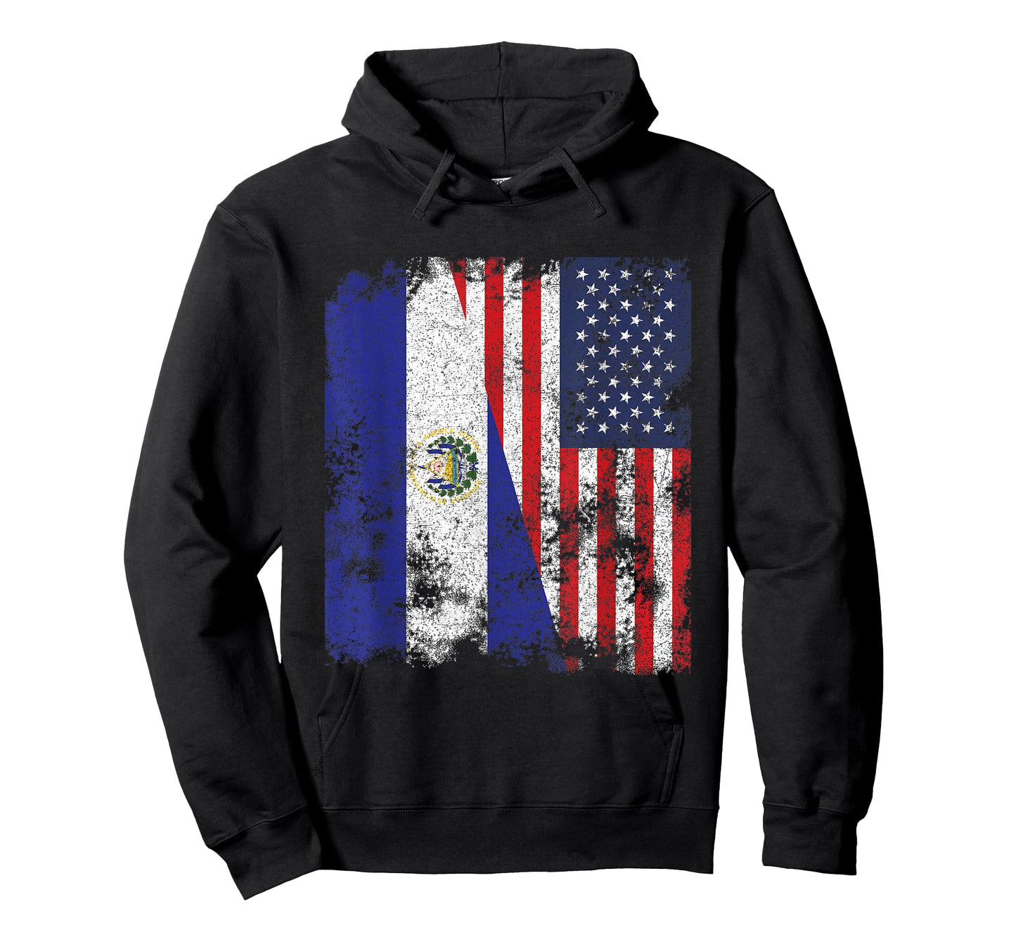 El Salvador USA Flag Distressed - Half American T-Shirt
