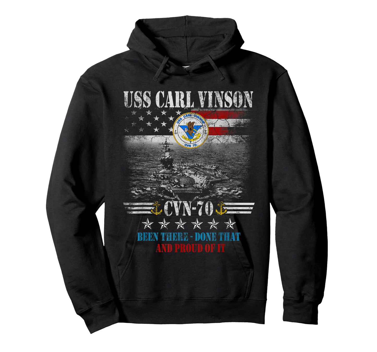USS Carl Vinson CVN-70 Aircraft Carrier Veteran Flag Mens T-Shirt