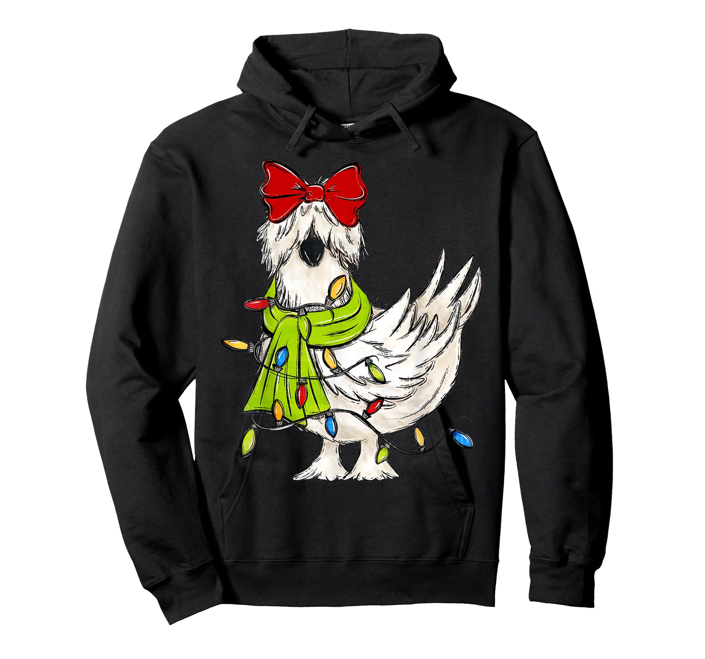 Coquette Silkie Chicken Christmas Lights Farm Animal Lover T-Shirt