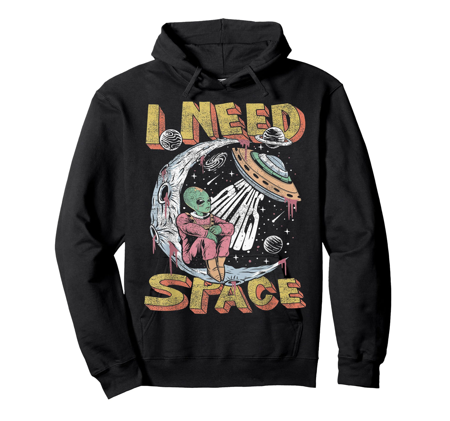 Funny Alien I Need Space Graphic Tee T-Shirt