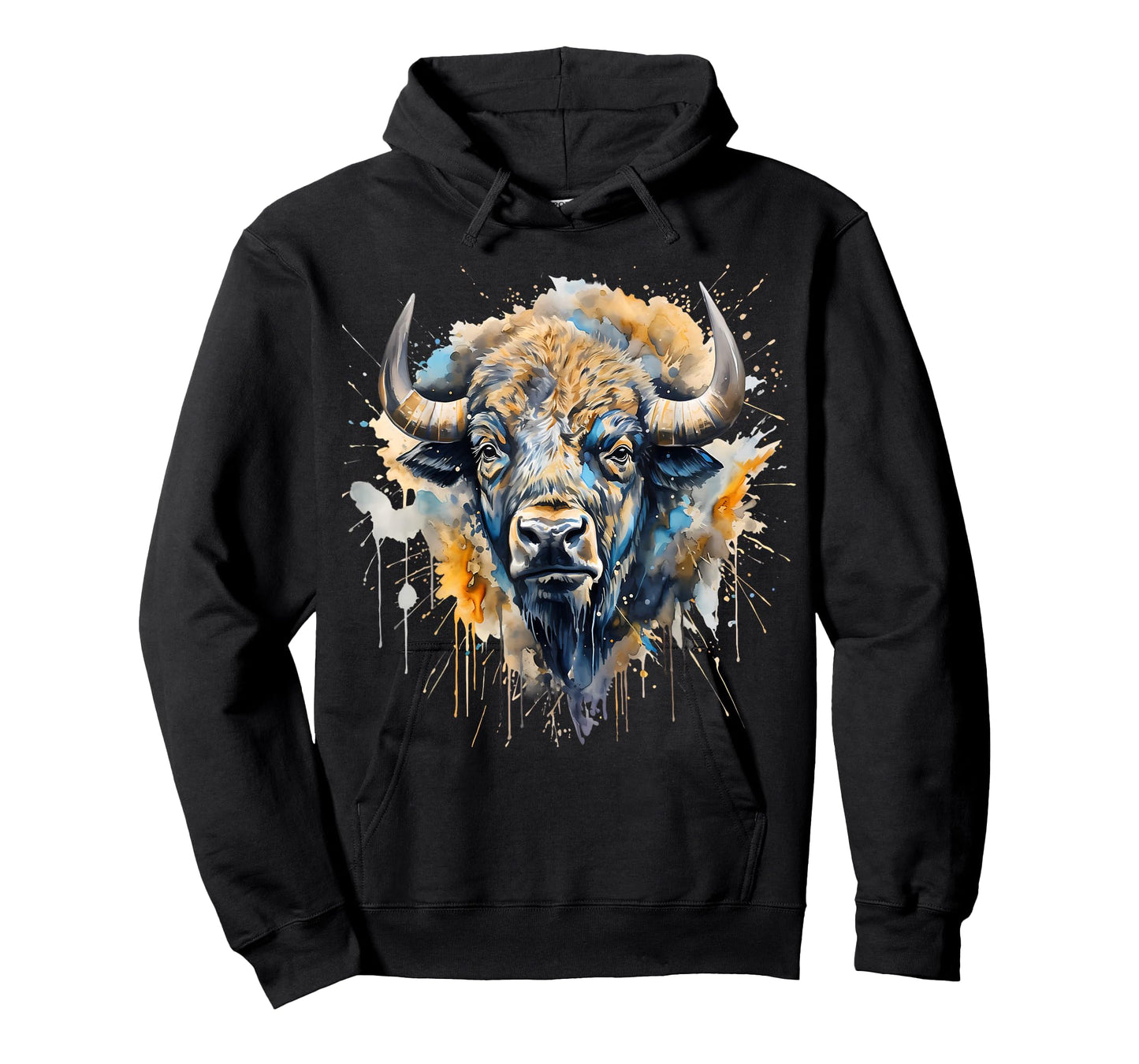 Buffalo Portrait Colorful Splash Artwork Wildlife Bison T-Shirt