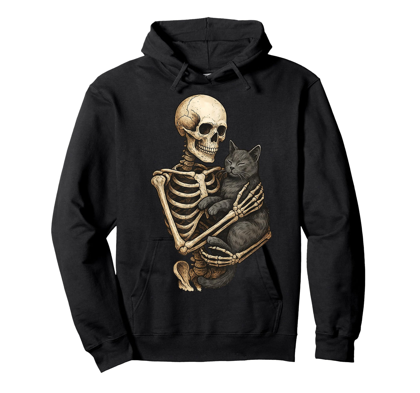Skeleton Hugging Cat Halloween Cats Lover Cat Mom Cat Dad T-Shirt