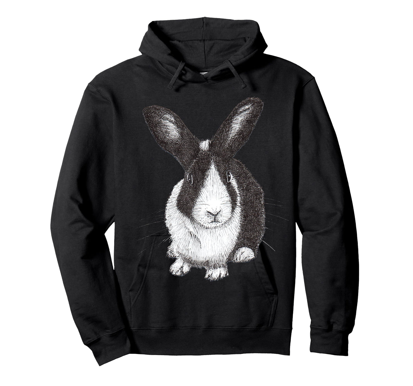 ChescaMade Dutch Bunny Rabbit Drawing T-Shirt - Women's Grey Rabbit Themed T-Shirt - Small - Classic Fit - Short Sleeve - Cotton, Polyester - Unique Rabbit Drawing Graphic
