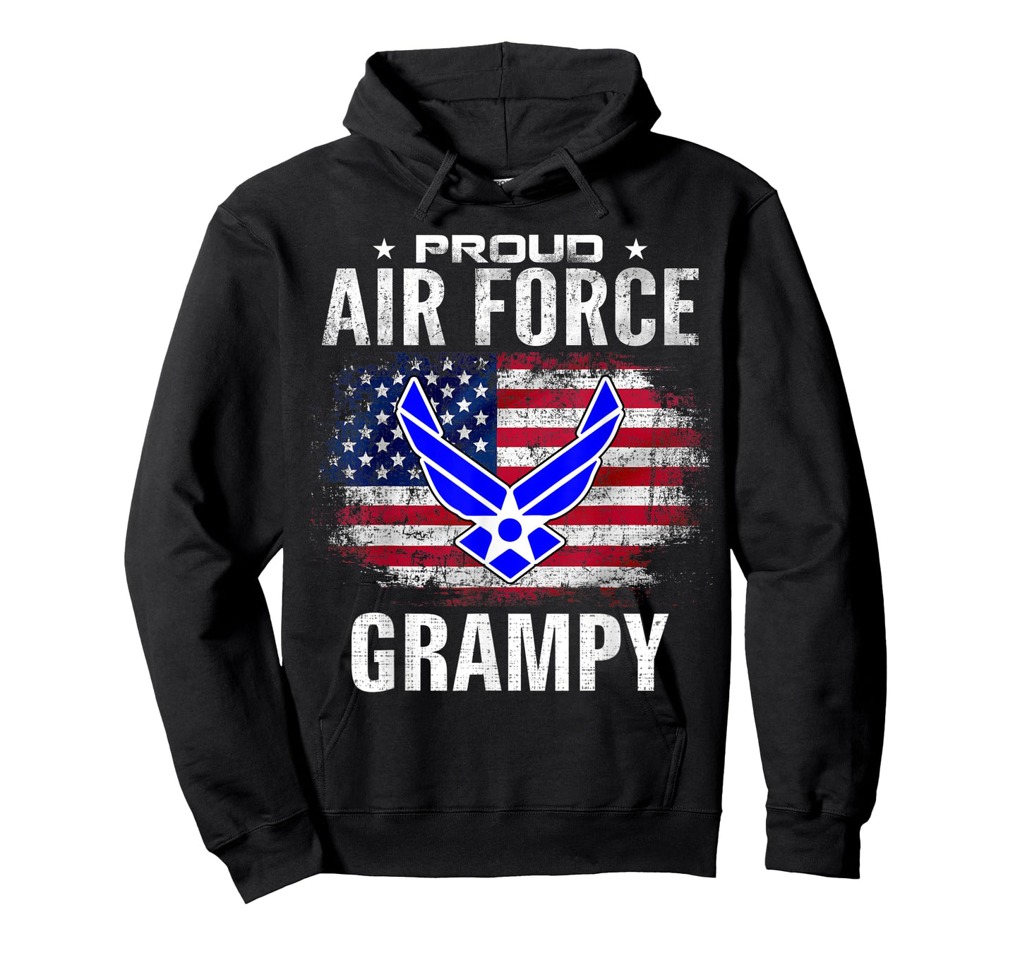 Proud Air Force Grampy With American Flag For Veteran T-Shirt