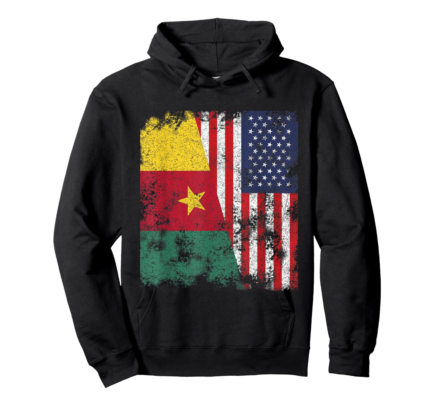Cameroon USA Flag Distressed - Half American T-Shirt