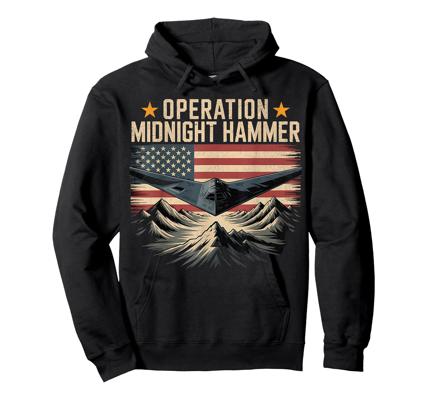 Retro Operation Midnight Hammer B-2 Jet with American Flag T-Shirt