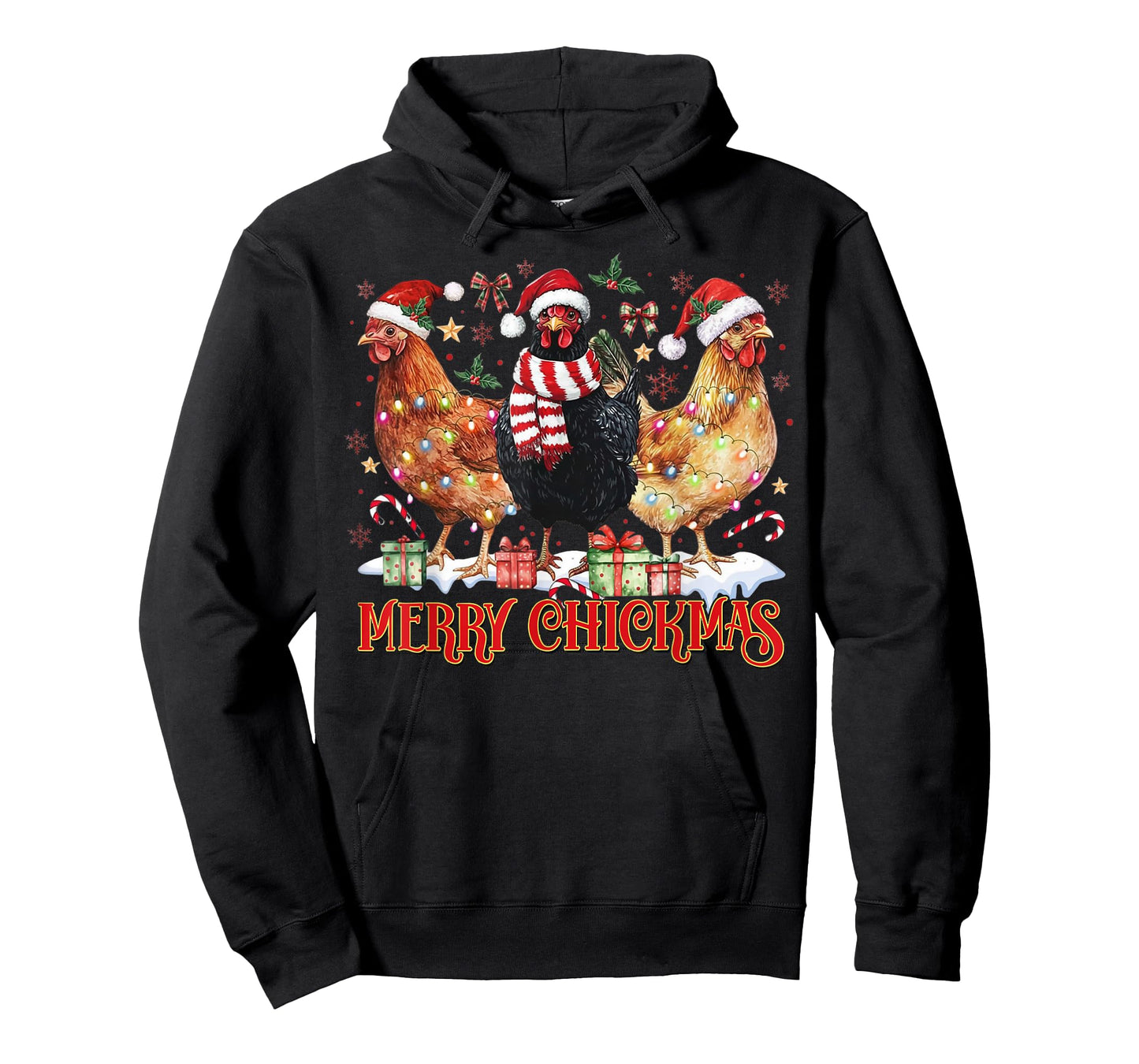 Chicken Christmas Merry Chickmas Santa Claus Hat Funny Xmas T-Shirt