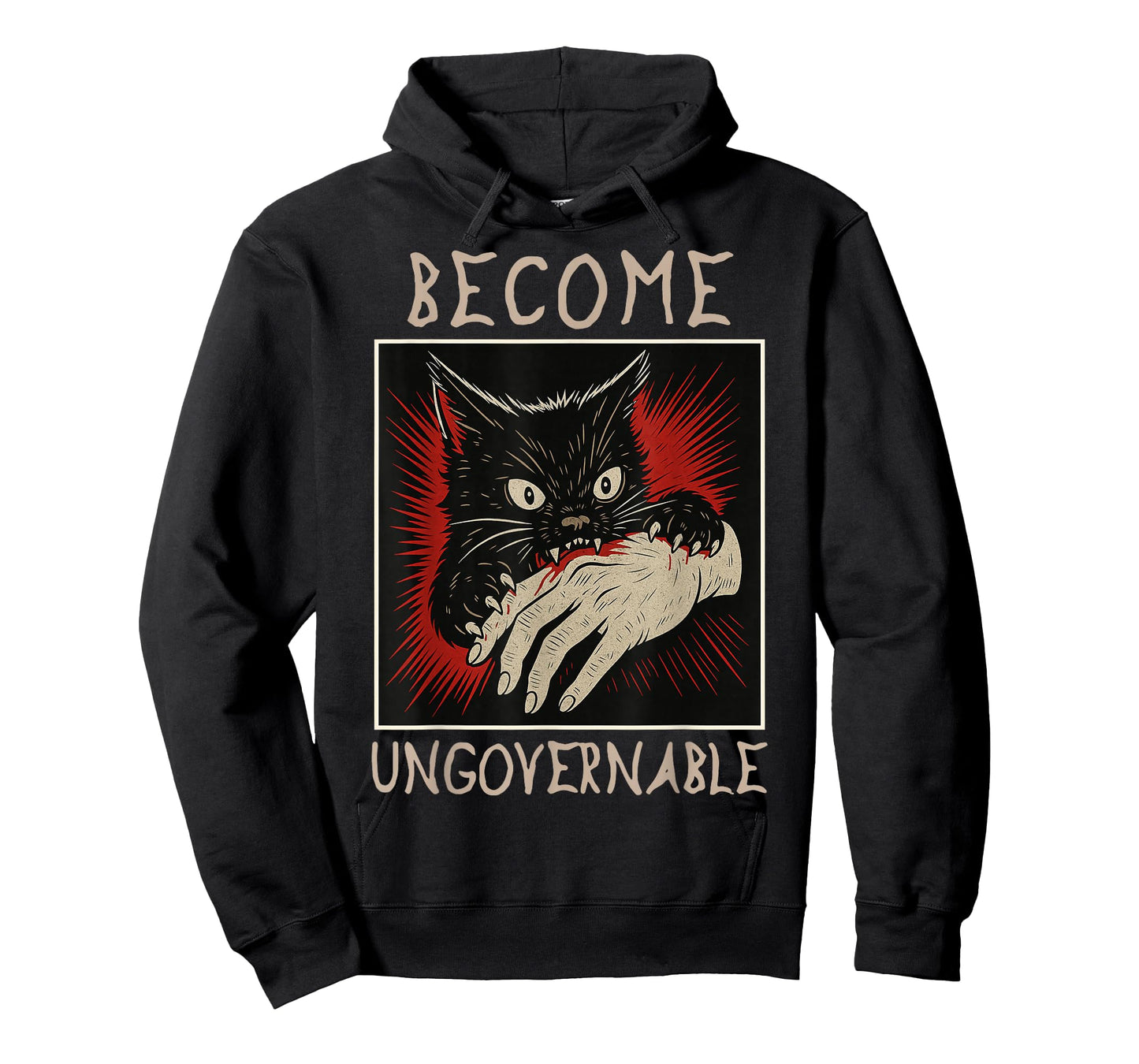Become Ungovernable Cats Black Cat Biting Hand Funny Meme T-Shirt